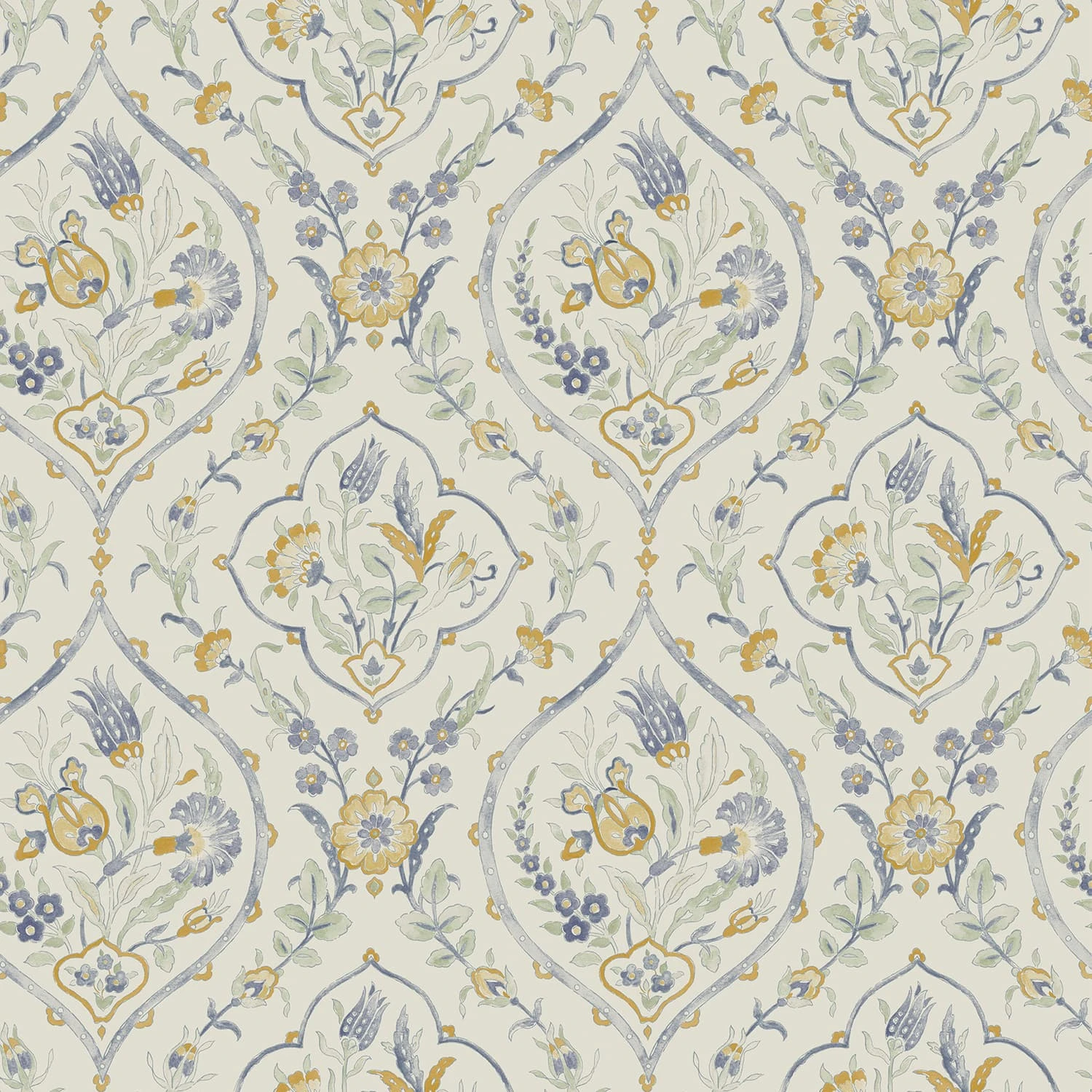 Laura Ashley Foscot Damask Pale Ochre Yellow Wallpaper