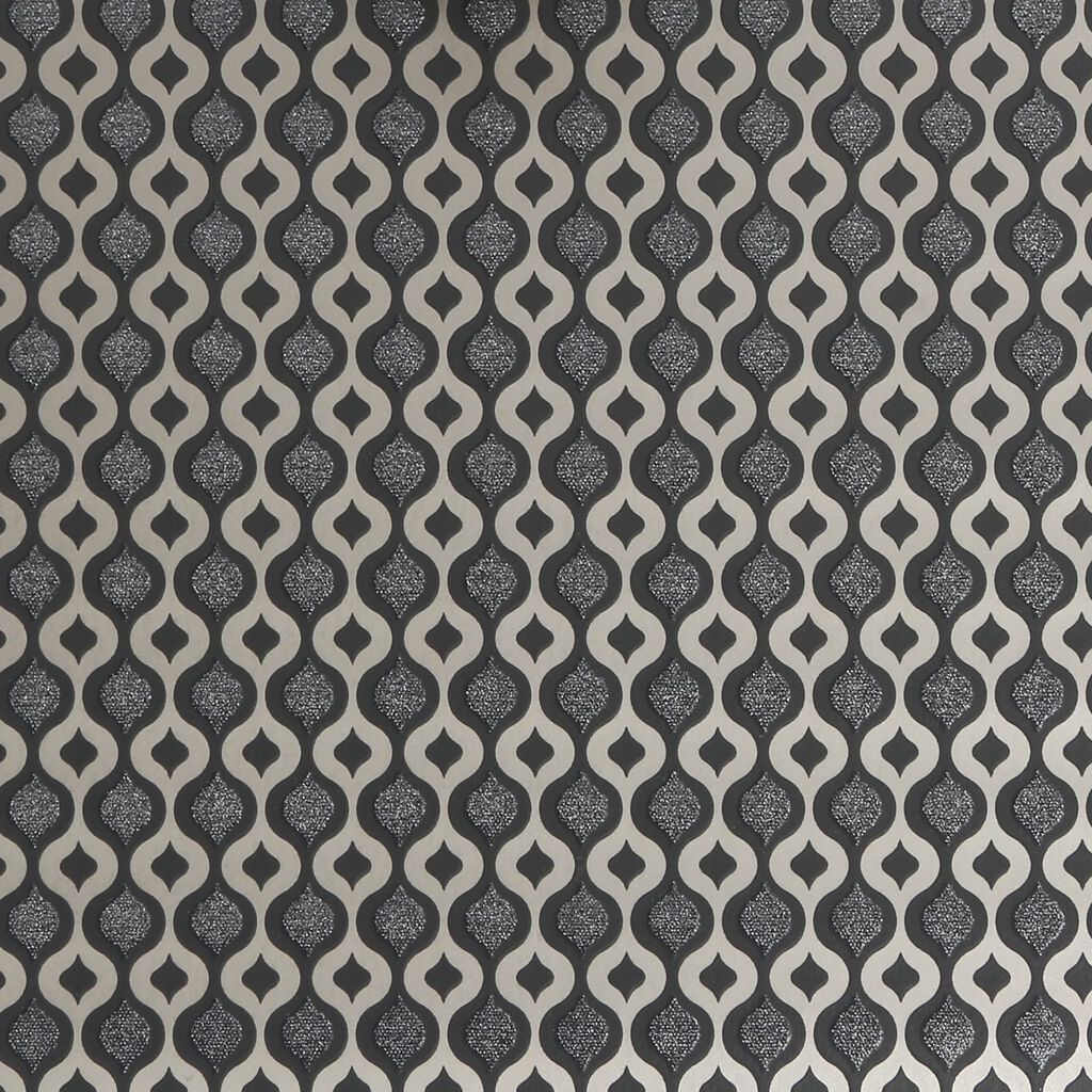 luxe ogee black wallpaper