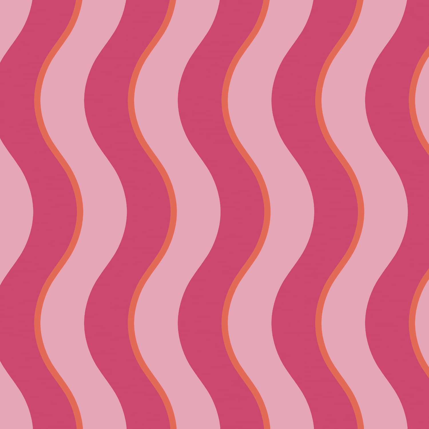 Making Waves Raspberry and Tangerine Wallpaper