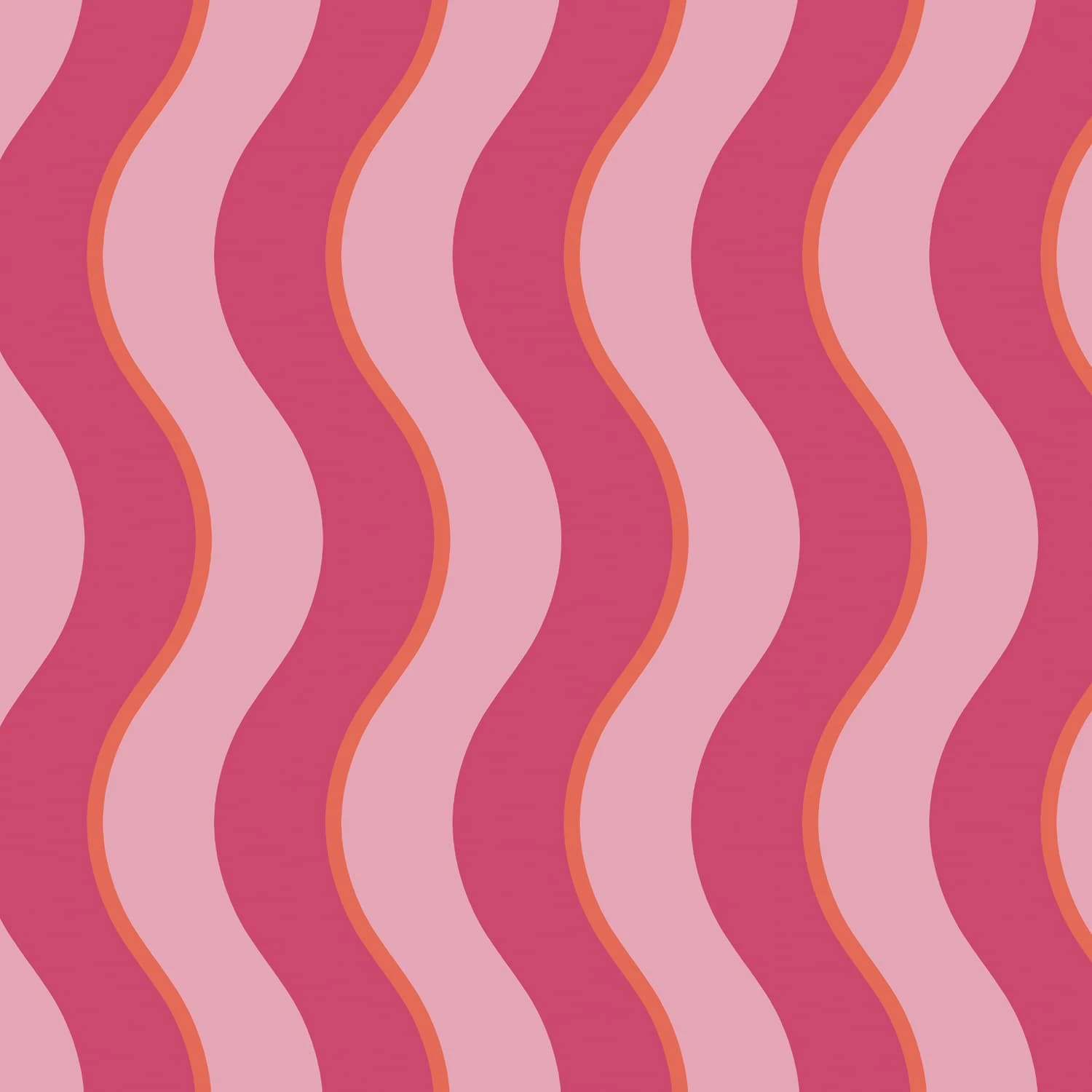 Making Waves Raspberry and Tangerine Wallpaper