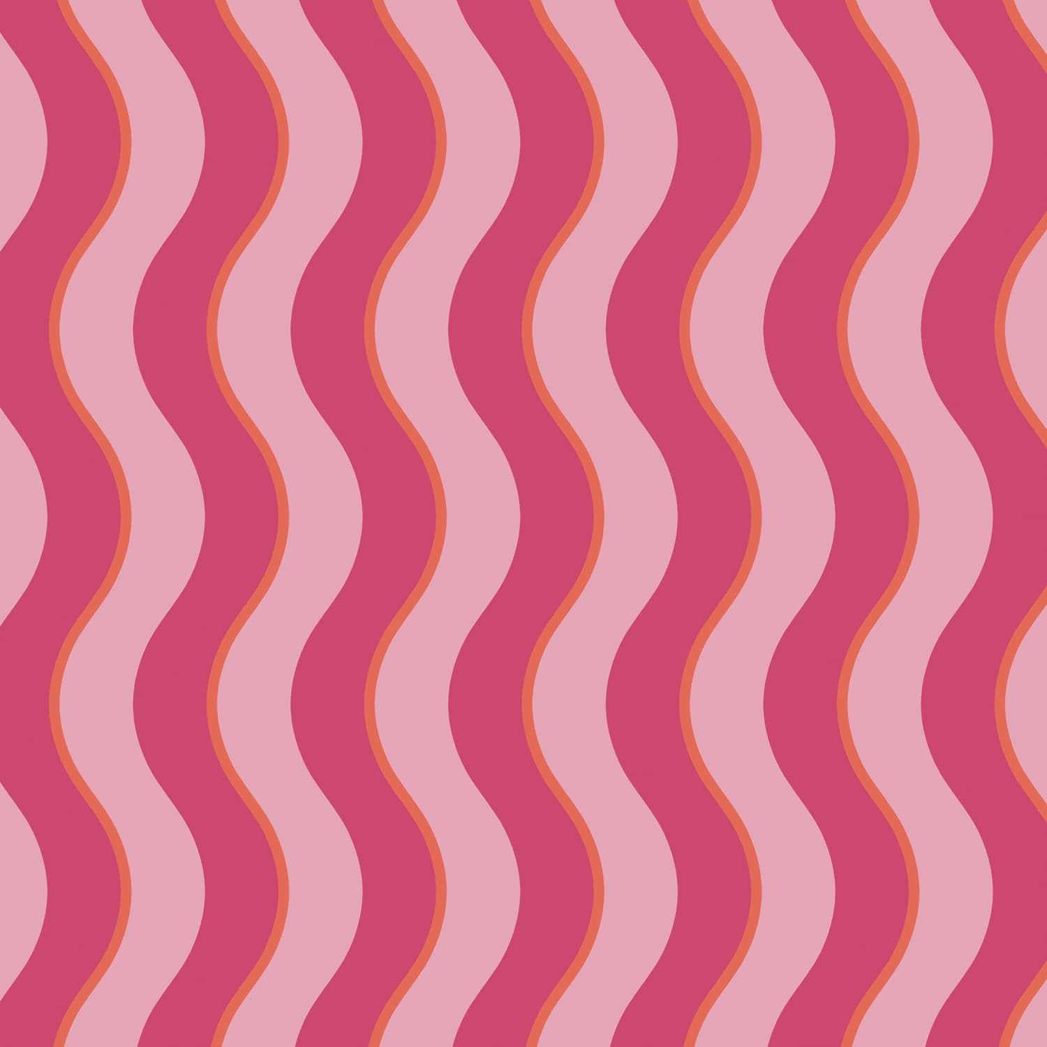Making Waves Raspberry and Tangerine Wallpaper