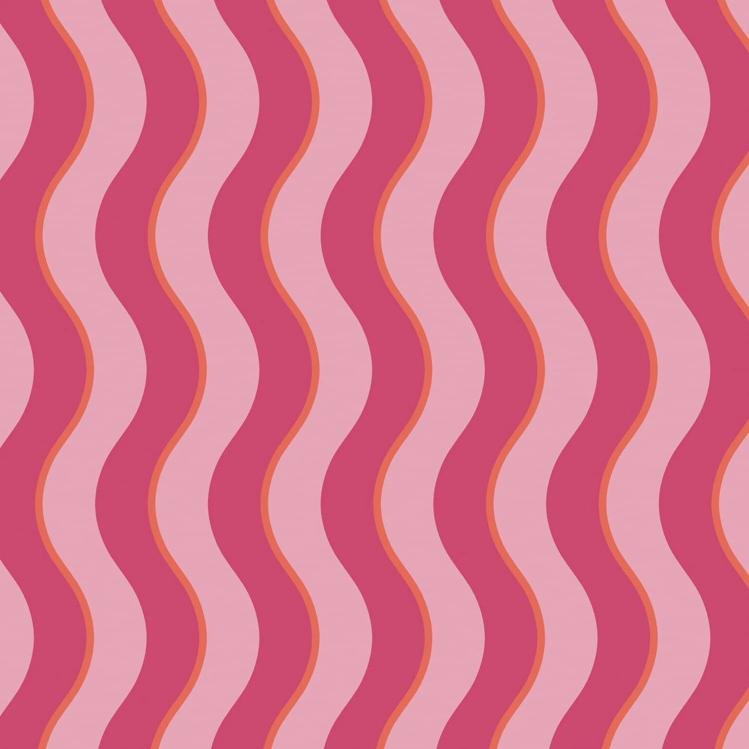 Making Waves Raspberry and Tangerine Wallpaper