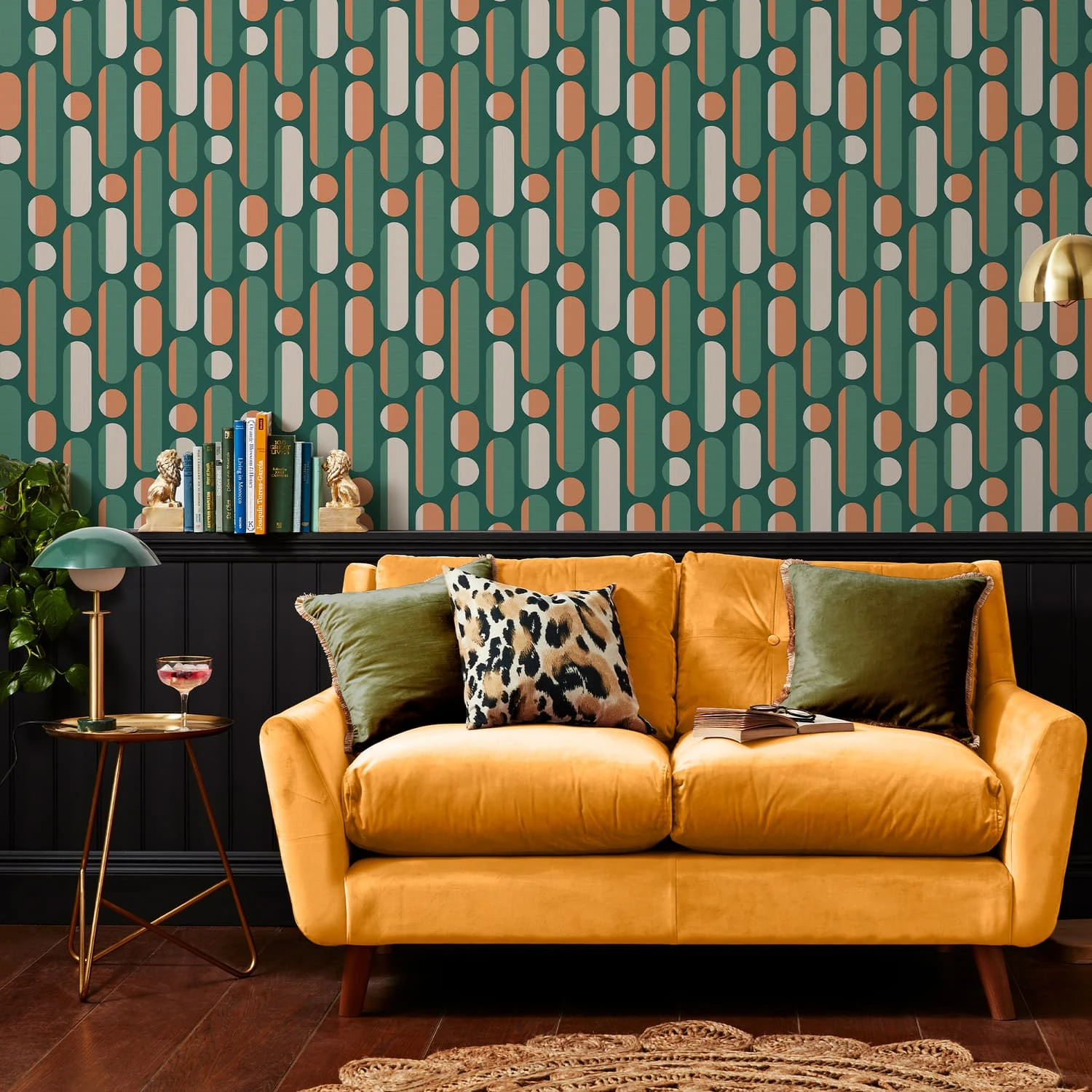Morse Bottle Green Rust Wallpaper
