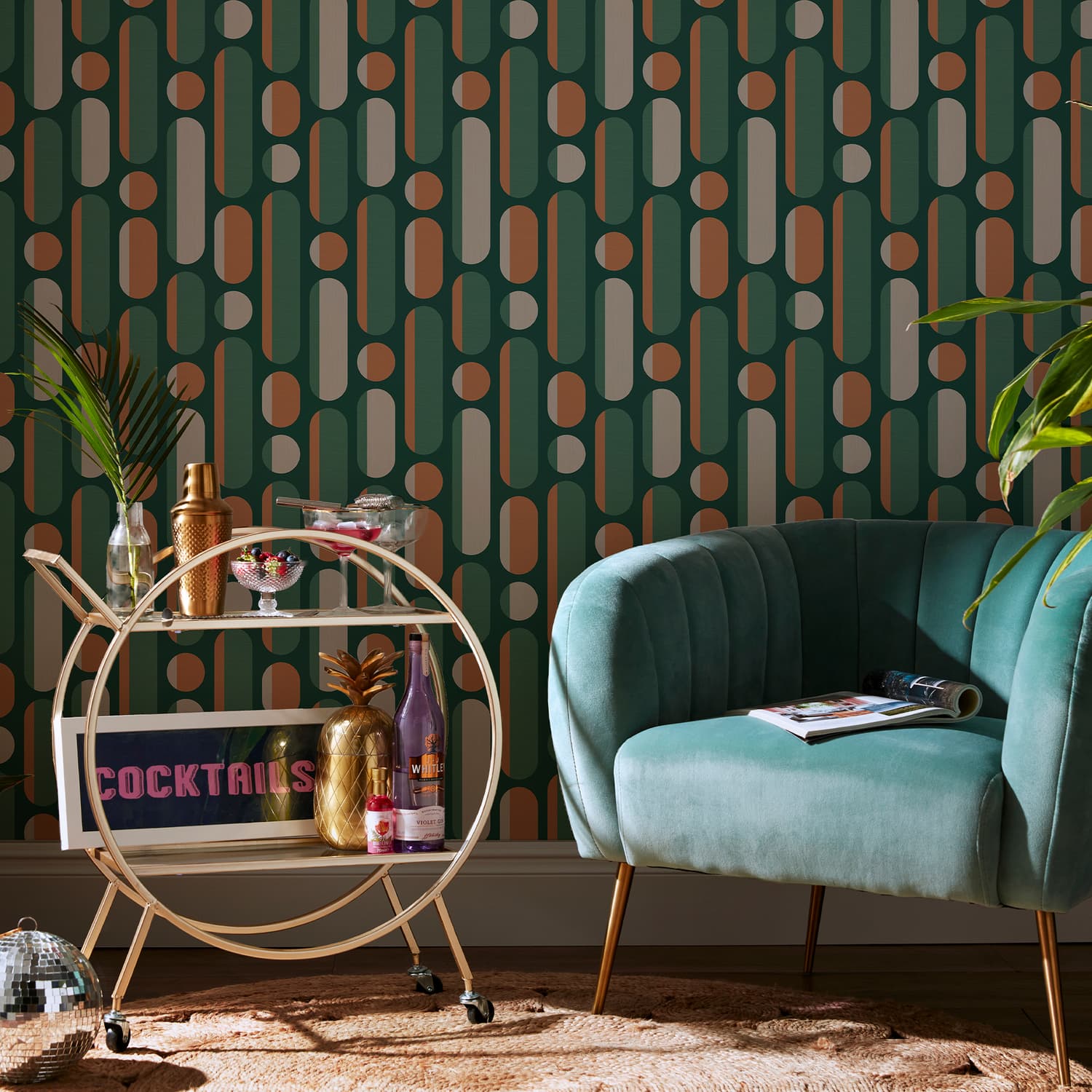 Morse Bottle Green Rust Wallpaper