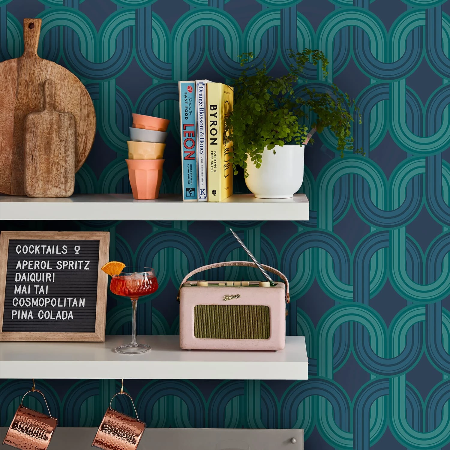 In the Loop Electric Blue Wallpaper