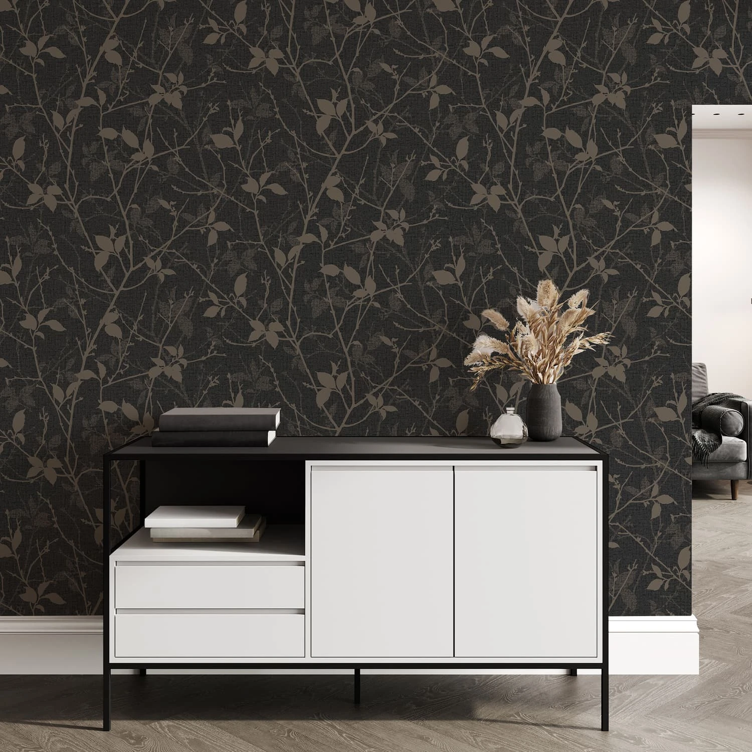 Belle Charcoal and Gold Wallpaper
