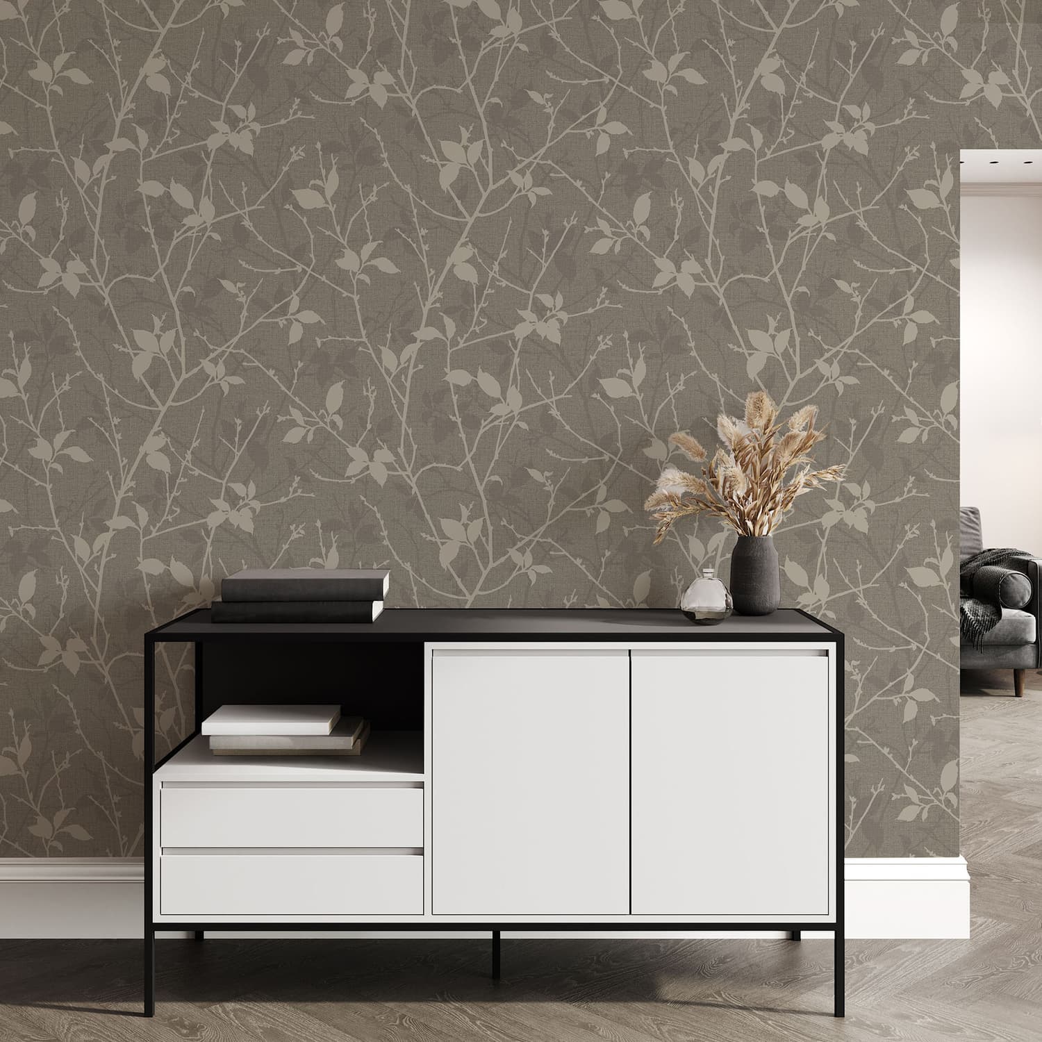 Belle Taupe and Gold Wallpaper