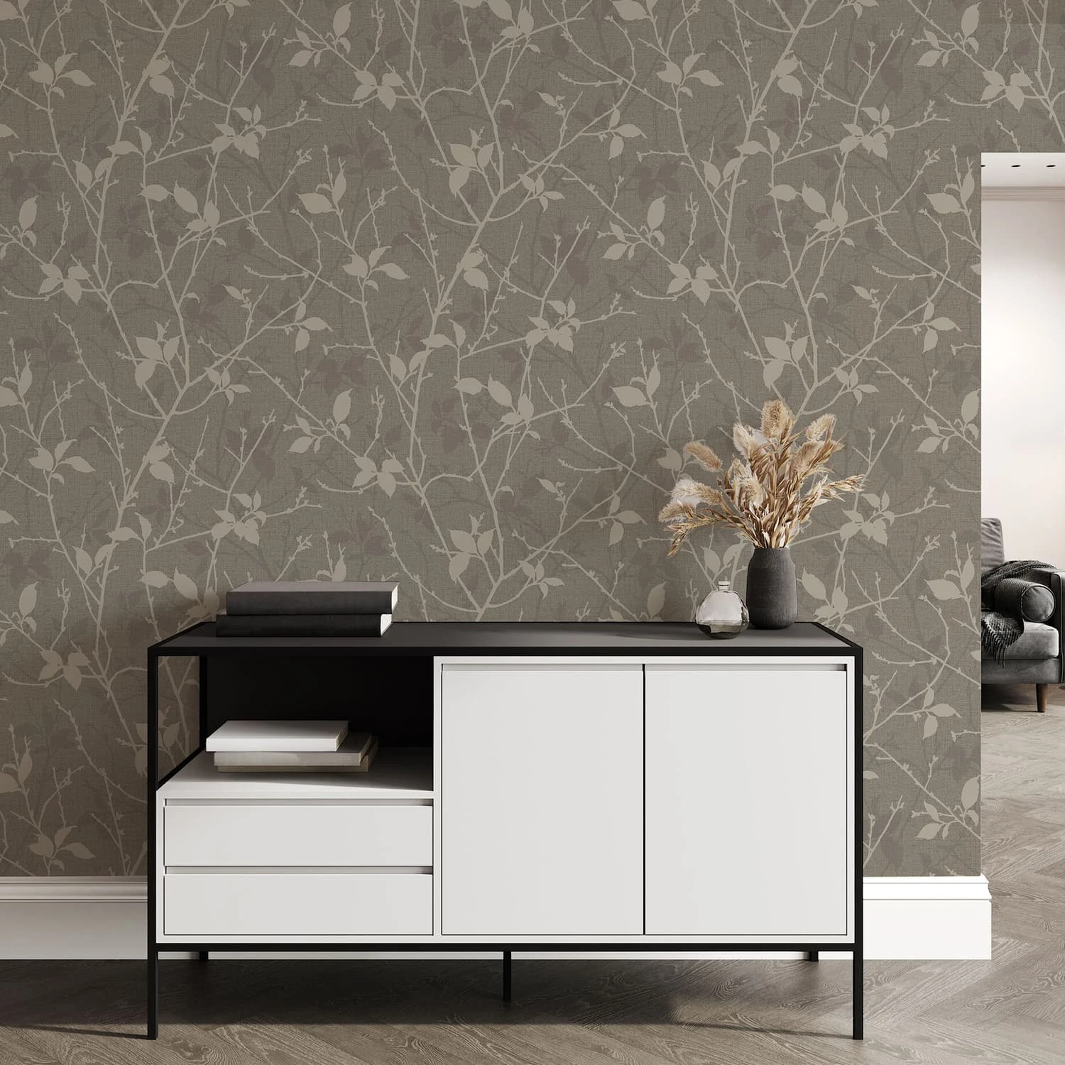 Belle Taupe and Gold Wallpaper