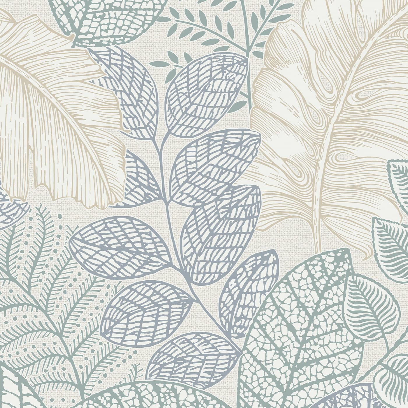 Scattered Leaves Duck Egg Wallpaper
