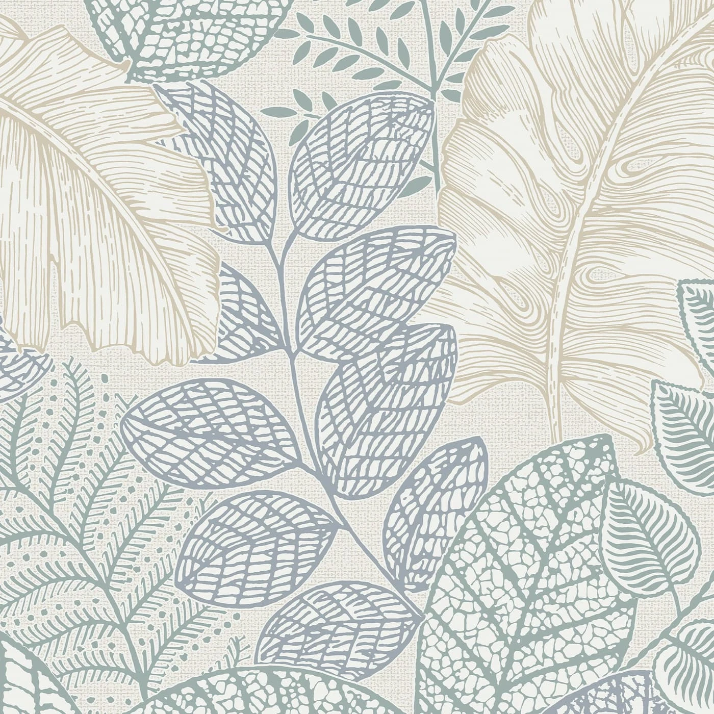 Scattered Leaves Duck Egg Wallpaper