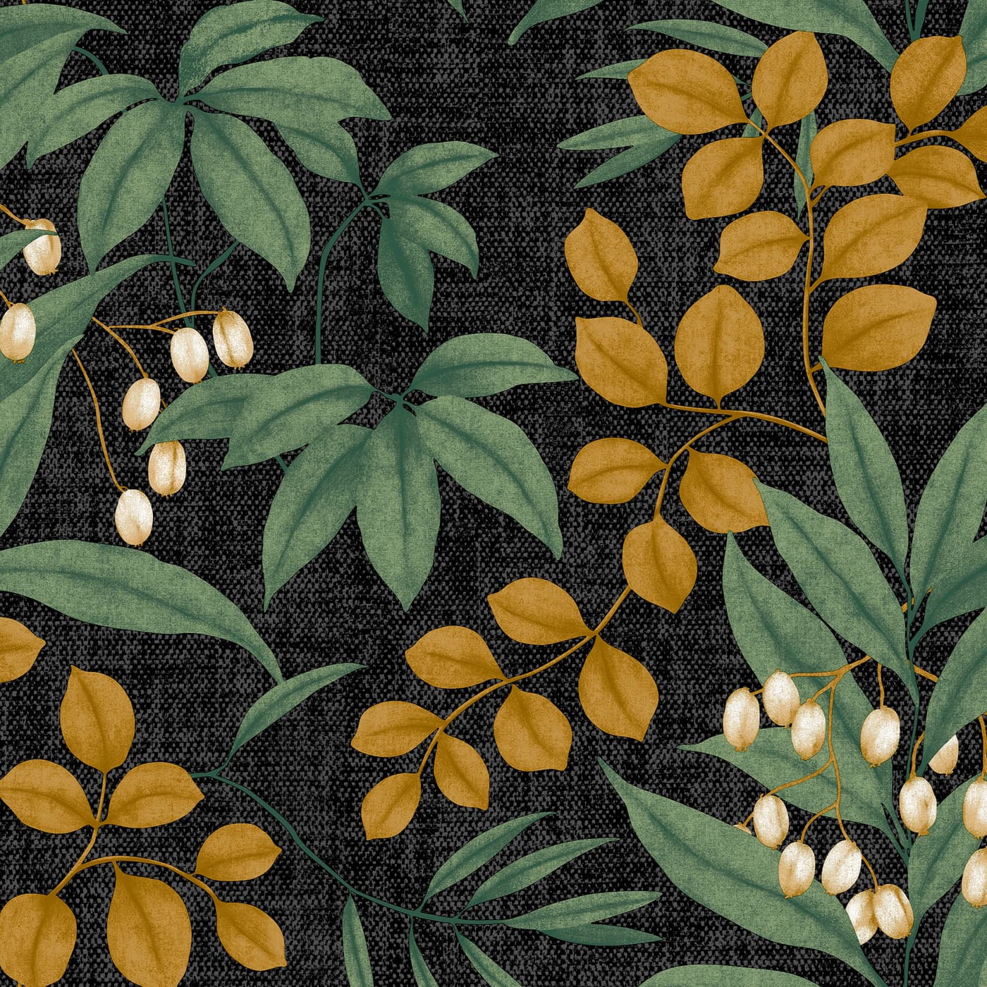 Persephone Charcoal And Ochre Wallpaper