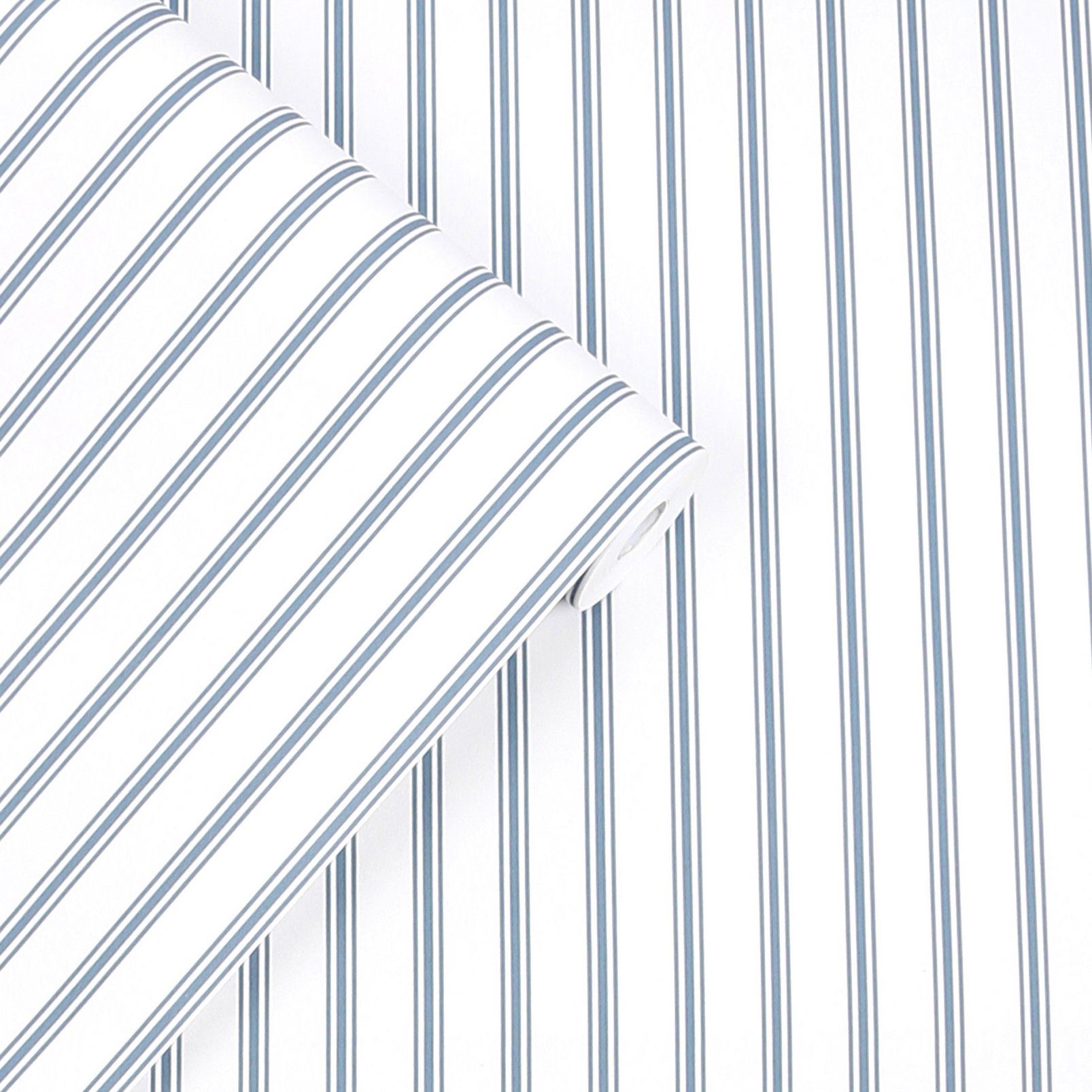 Laura Ashley Farnworth Stripe Smoke Blue Wallpaper