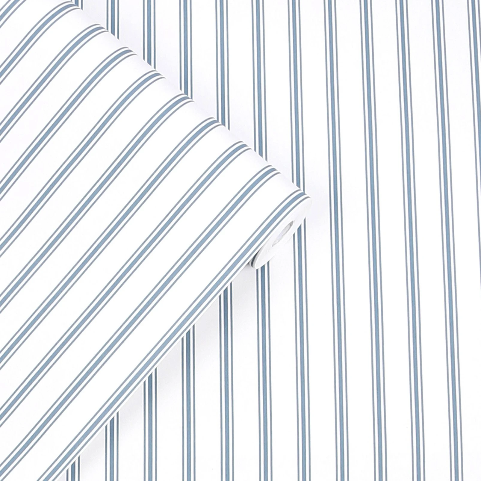 Laura Ashley Farnworth Stripe Smoke Blue Wallpaper