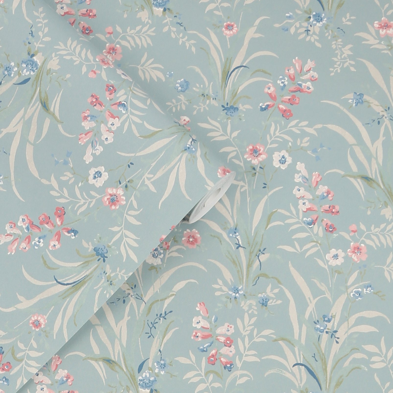 Laura Ashley Mosedale Posy Dark Duck Egg Blue Wallpaper