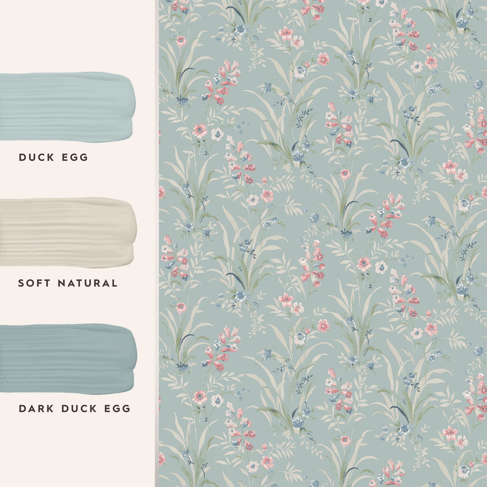 Laura Ashley Mosedale Posy Dark Duck Egg Blue Wallpaper