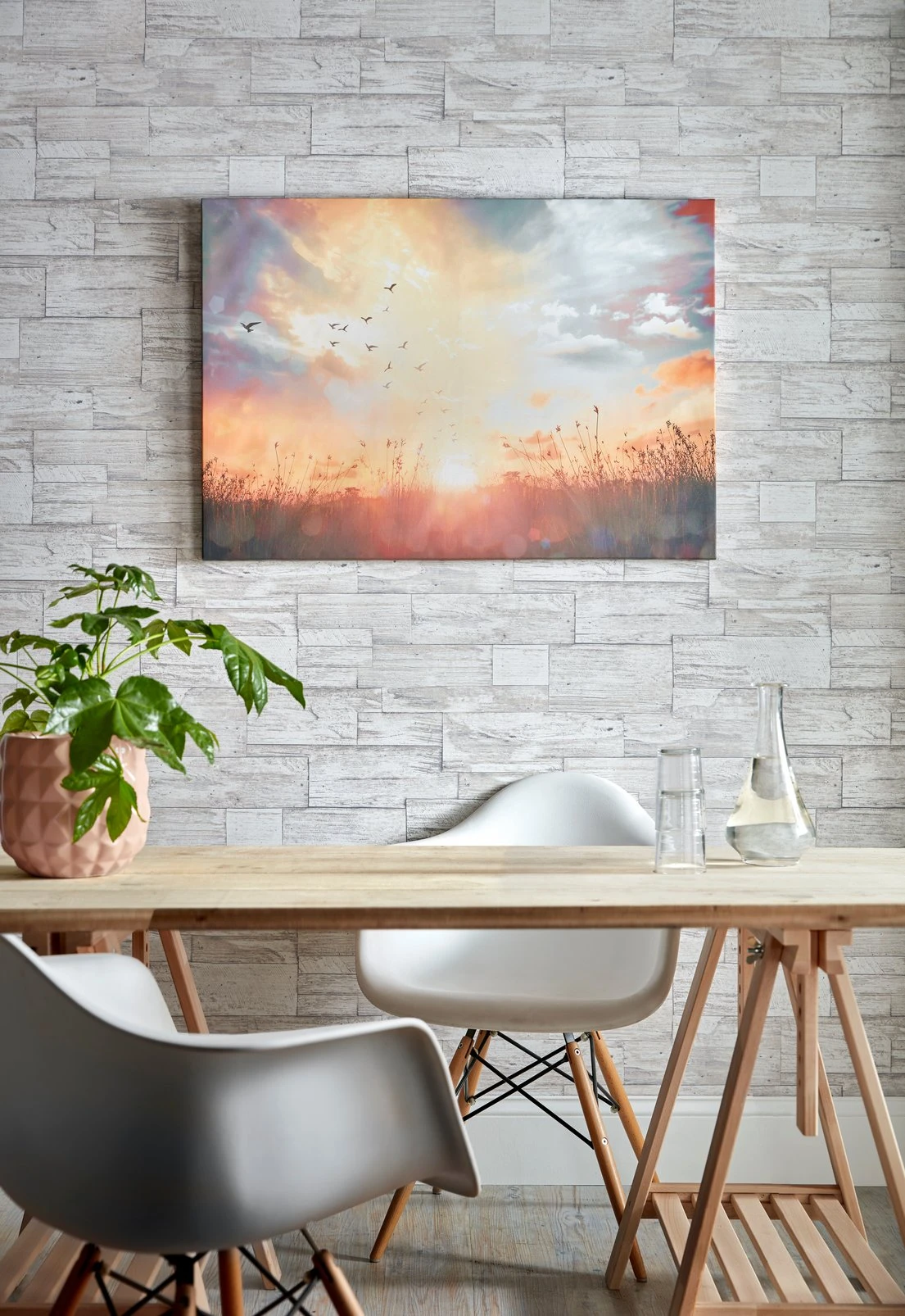 Serene Sunset Meadow Printed Canvas Wall Art