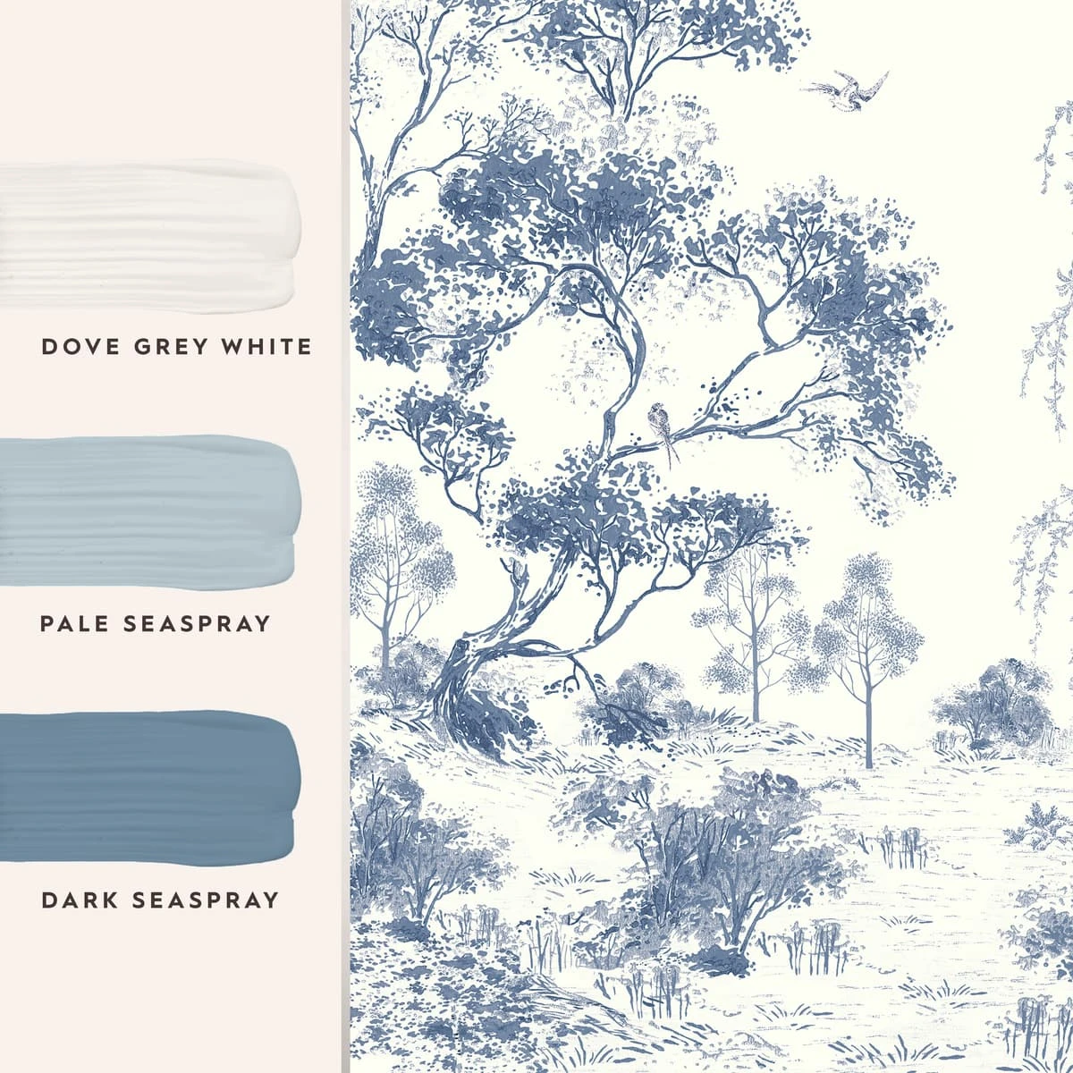 Laura Ashley Talbenny Dark Seaspray Blue Bespoke Mural