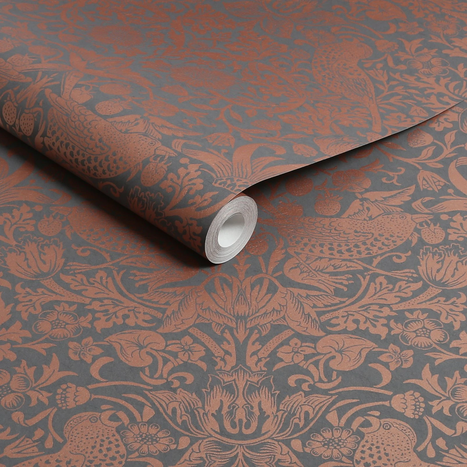 Strawberry Thief Fibrous Charcoal Wallpaper - 124236_ROLLSHOT_STRAWBERRY THIEF FIBROUS CHARCOAL_01.jpg
