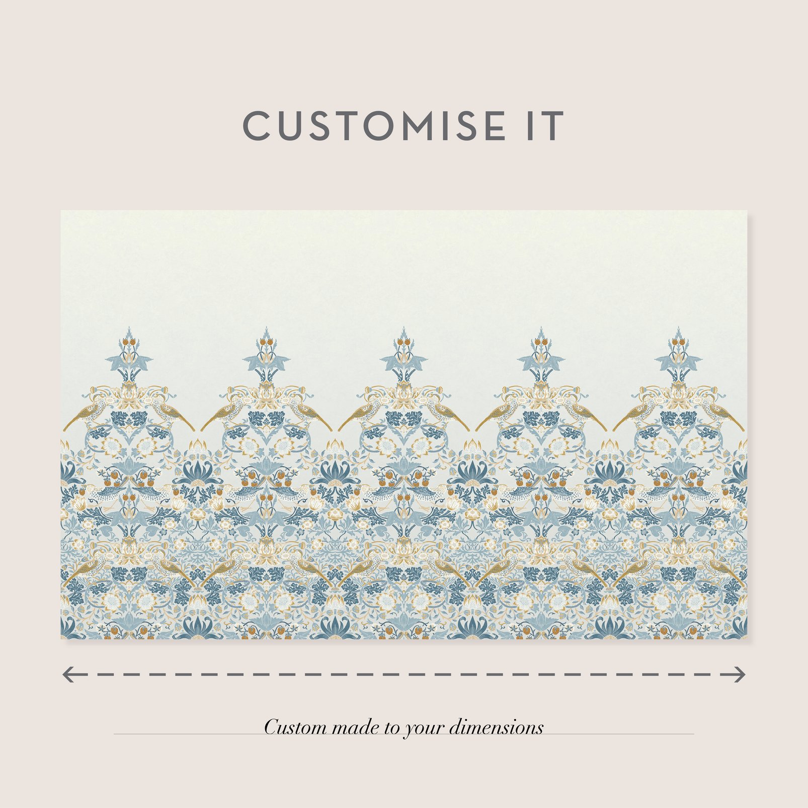 Strawberry Thief Soft Blue Bespoke Mural