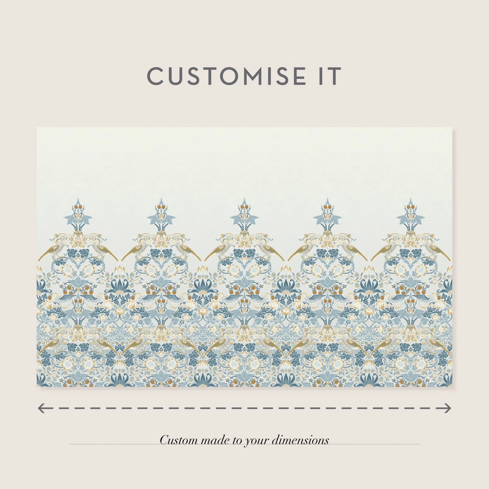 Strawberry Thief Soft Blue Bespoke Mural