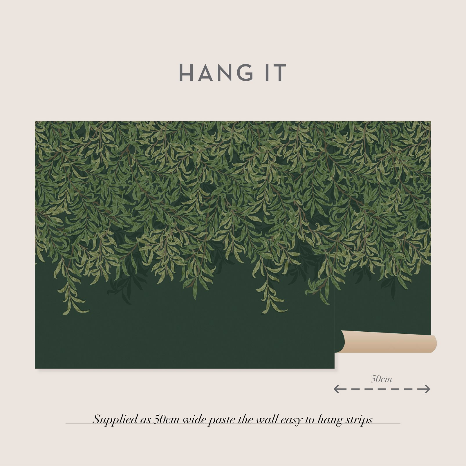 Willow Bough Deep Green Bespoke Mural