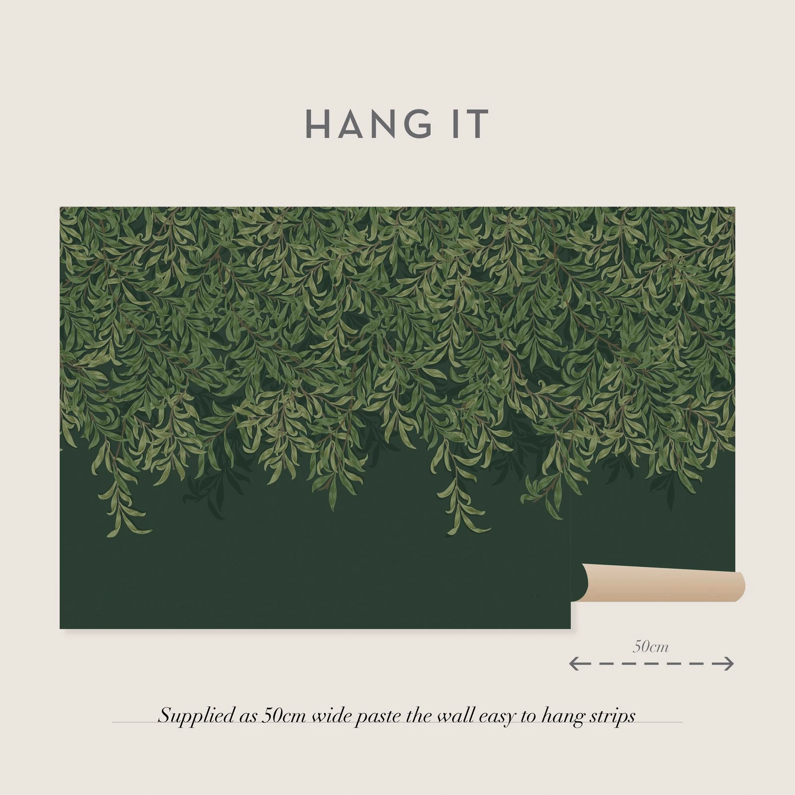 Willow Bough Deep Green Bespoke Mural
