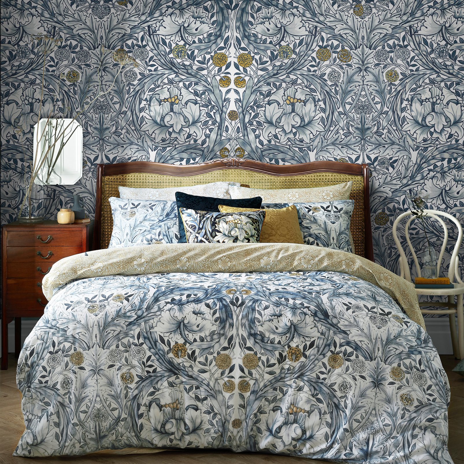 African Marigold Blue Bespoke Mural