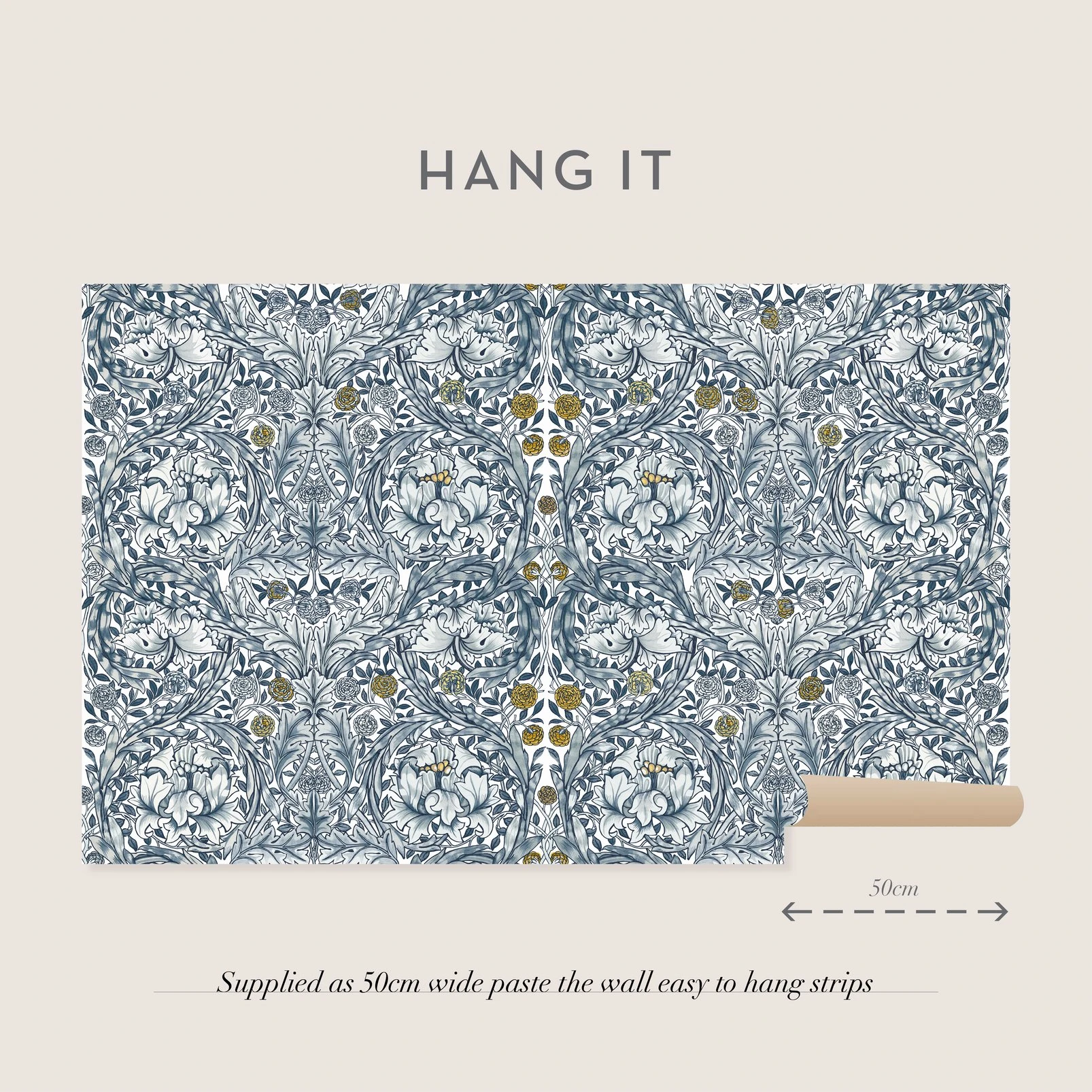 African Marigold Blue Bespoke Mural
