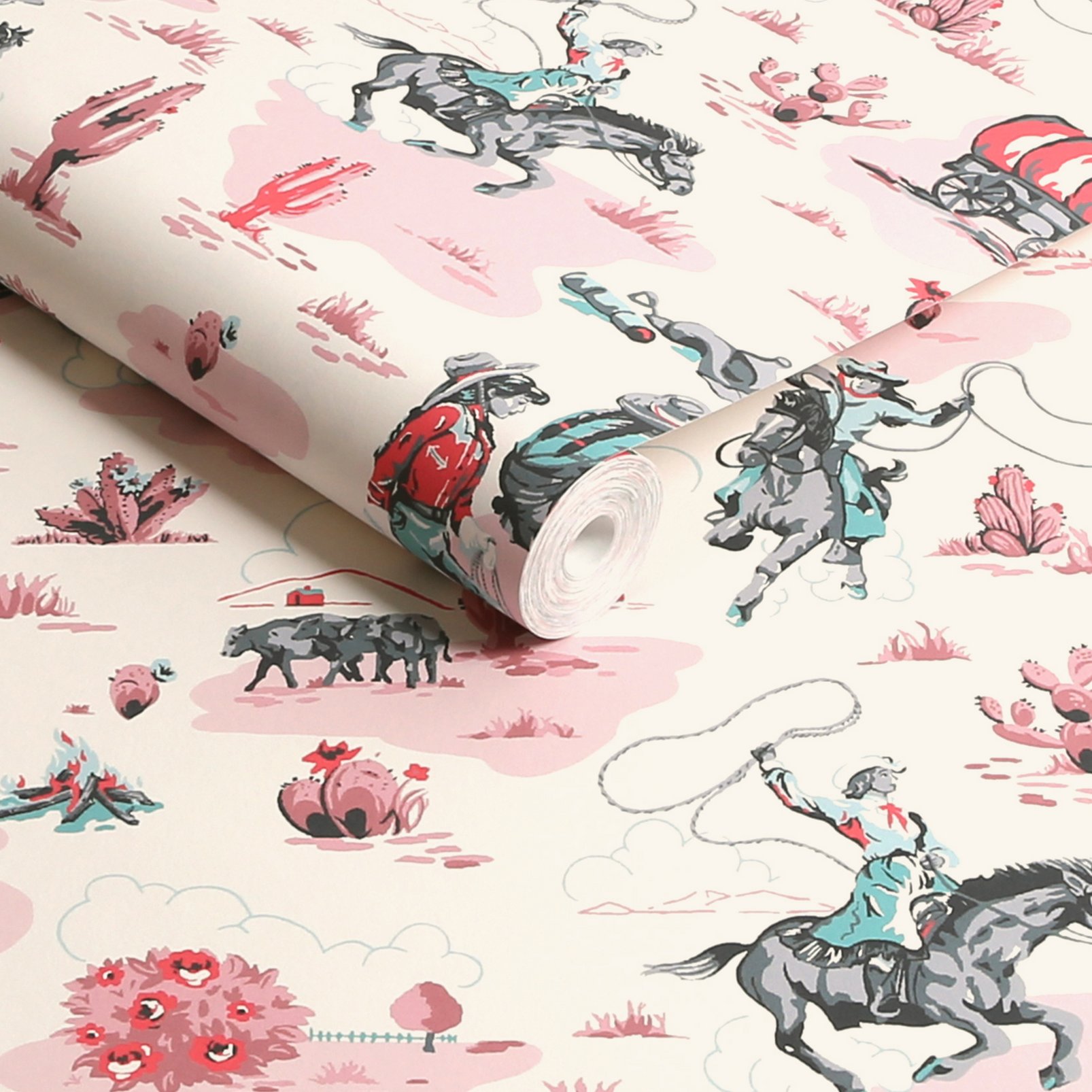 Cath Kidston Cowgirls Pink Wallpaper