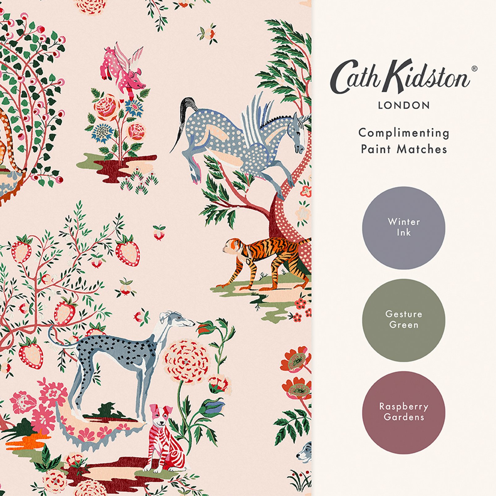 Cath Kidston Painted Kingdom Pink Wallpaper