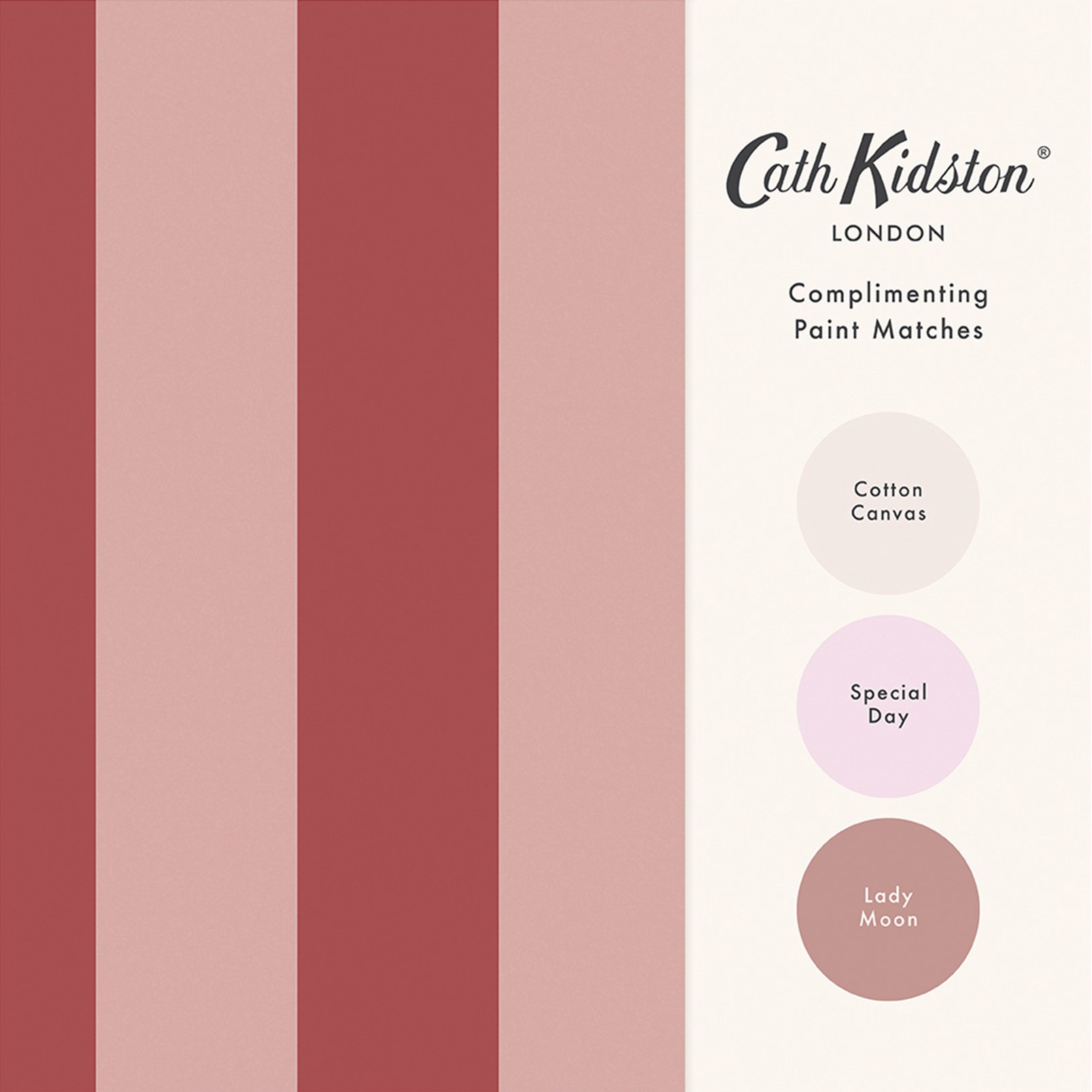 Cath Kidston Canopy Stripe Pink & Red Wallpaper