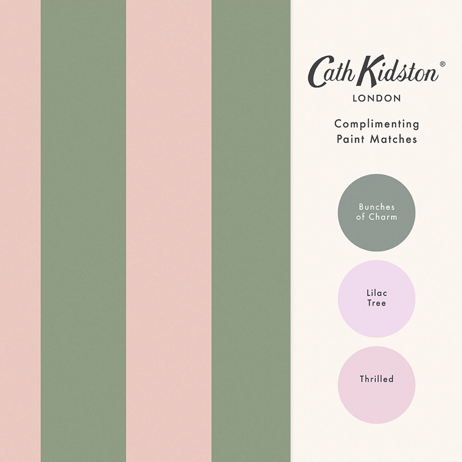 Cath Kidston Canopy Stripe Green & Pink Wallpaper