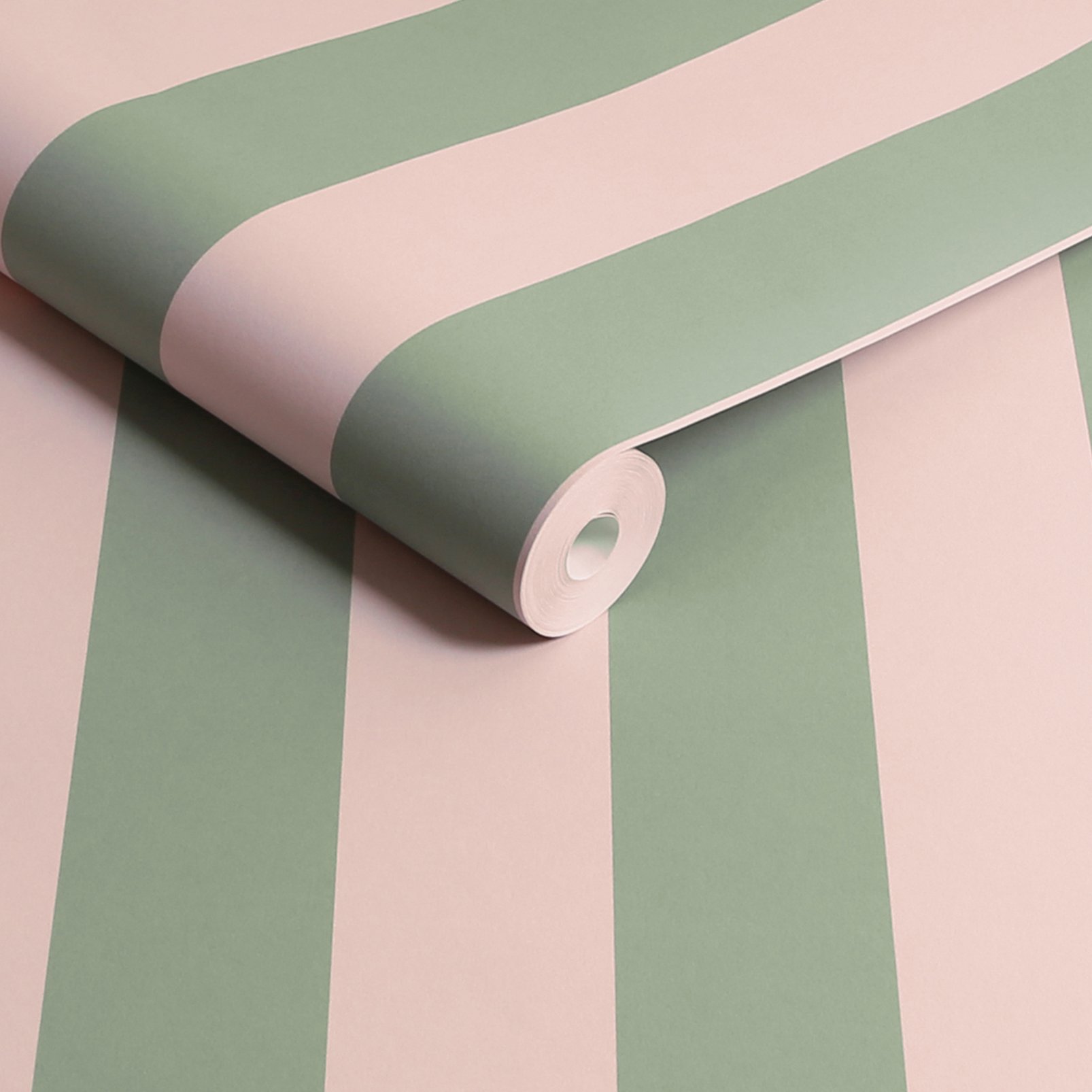 Cath Kidston Canopy Stripe Green & Pink Wallpaper