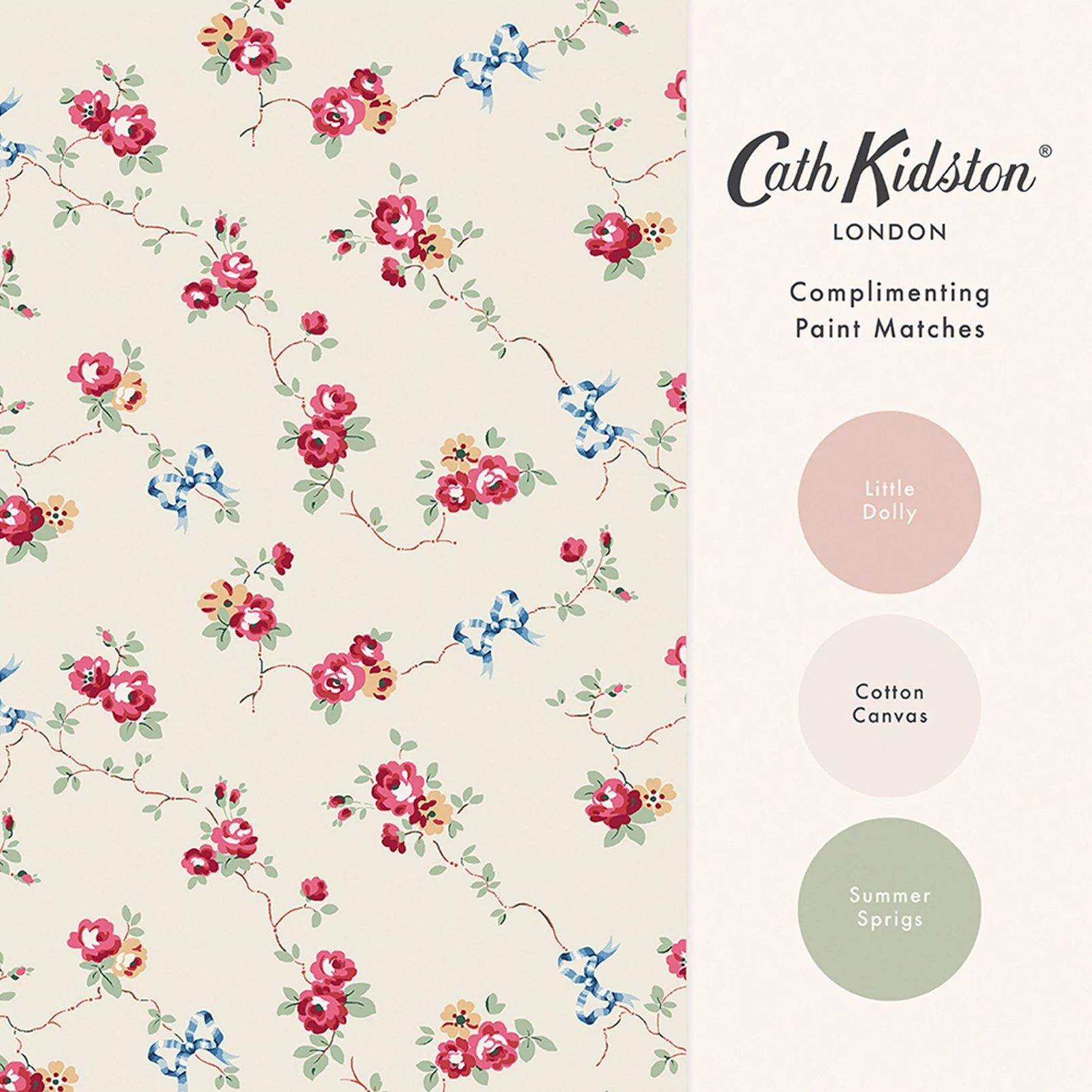 Cath Kidston Rose & Bows Cream Wallpaper