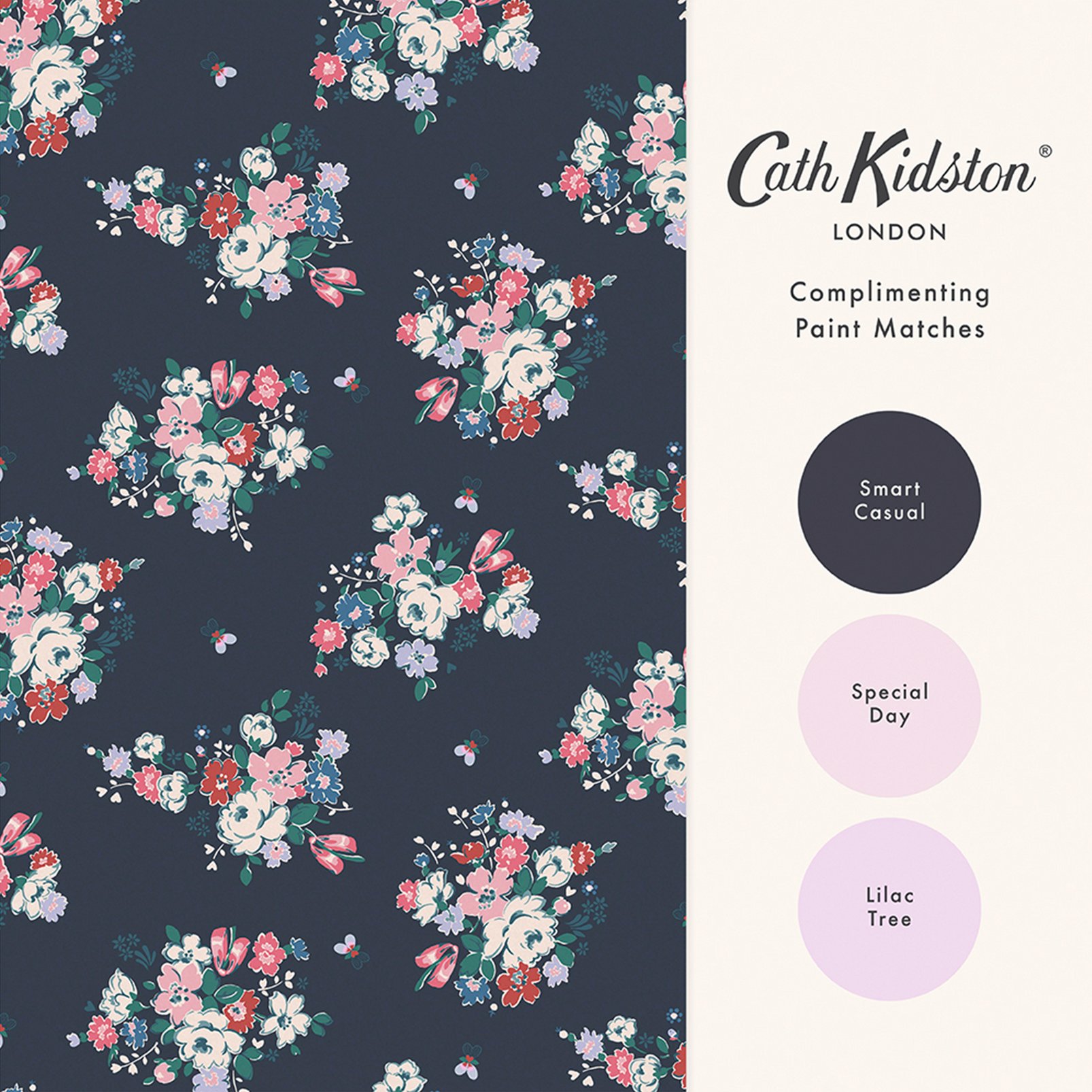 Cath Kidston Clifton Floral Navy Wallpaper