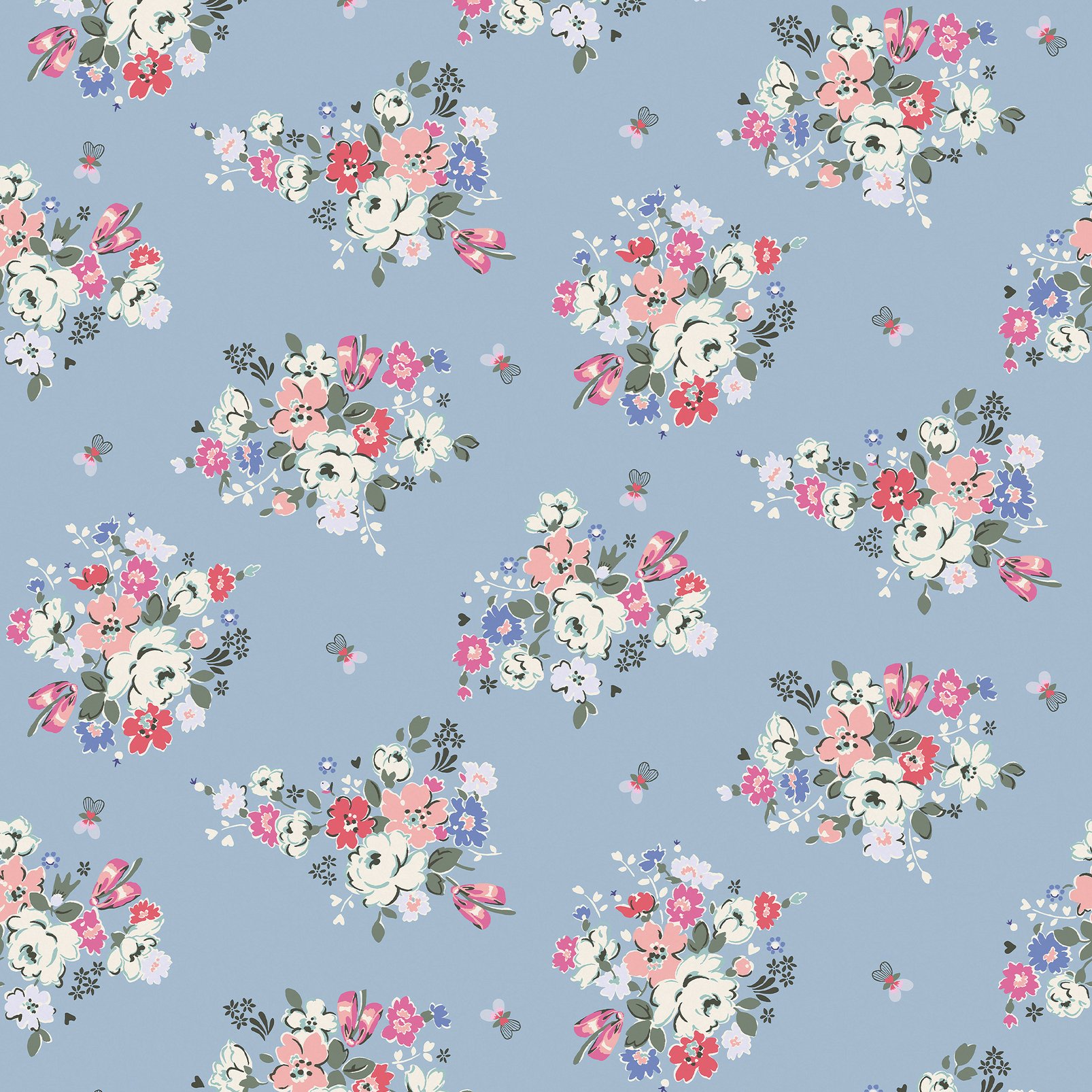 Cath Kidston Clifton Floral Blue Wallpaper