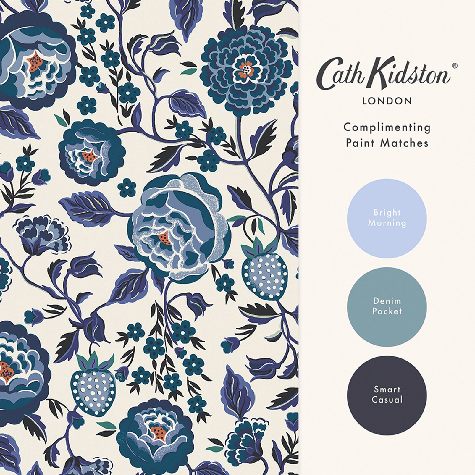 Cath Kidston Strawberry Garden Blue Wallpaper