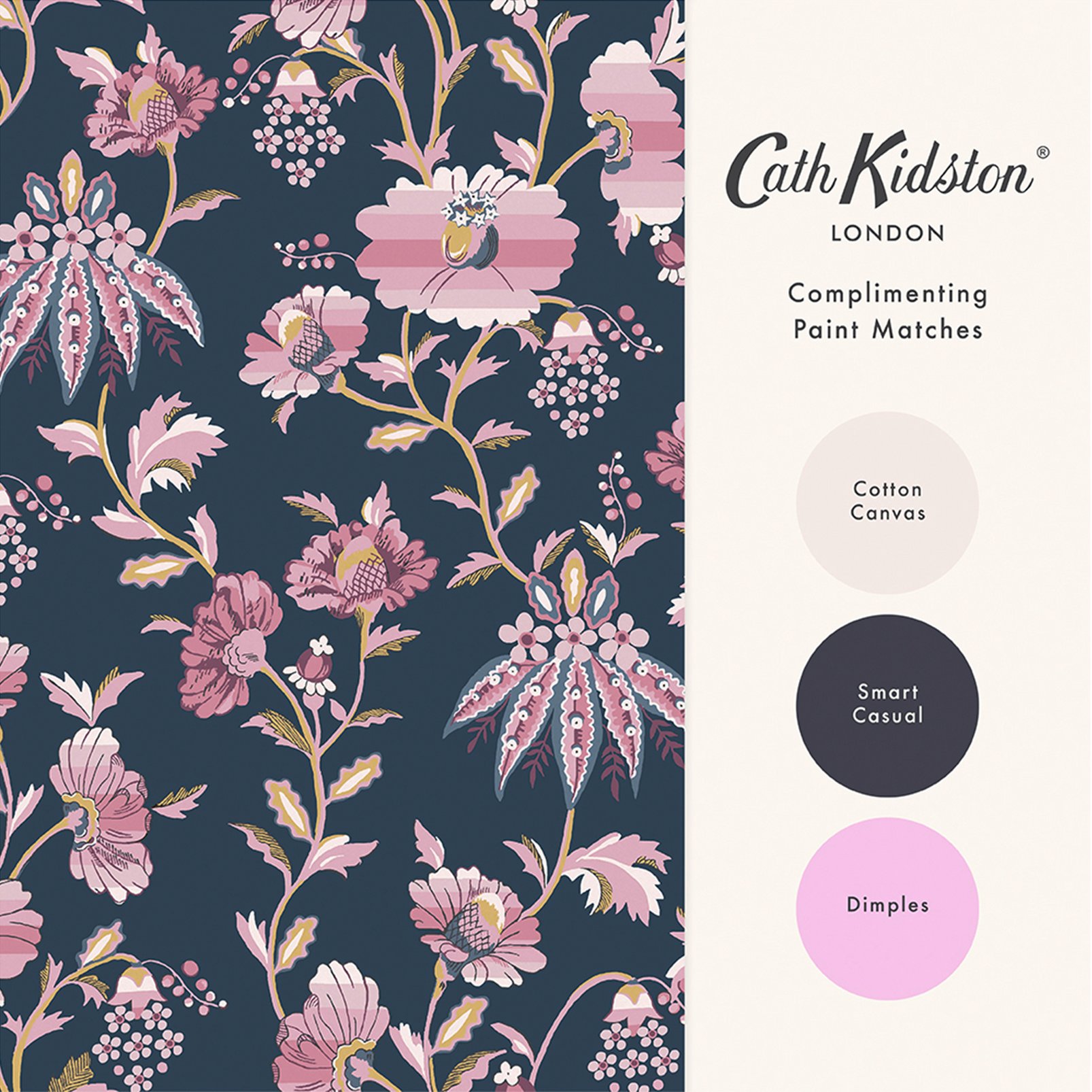 Cath Kidston Friendship Garden Navy Wallpaper
