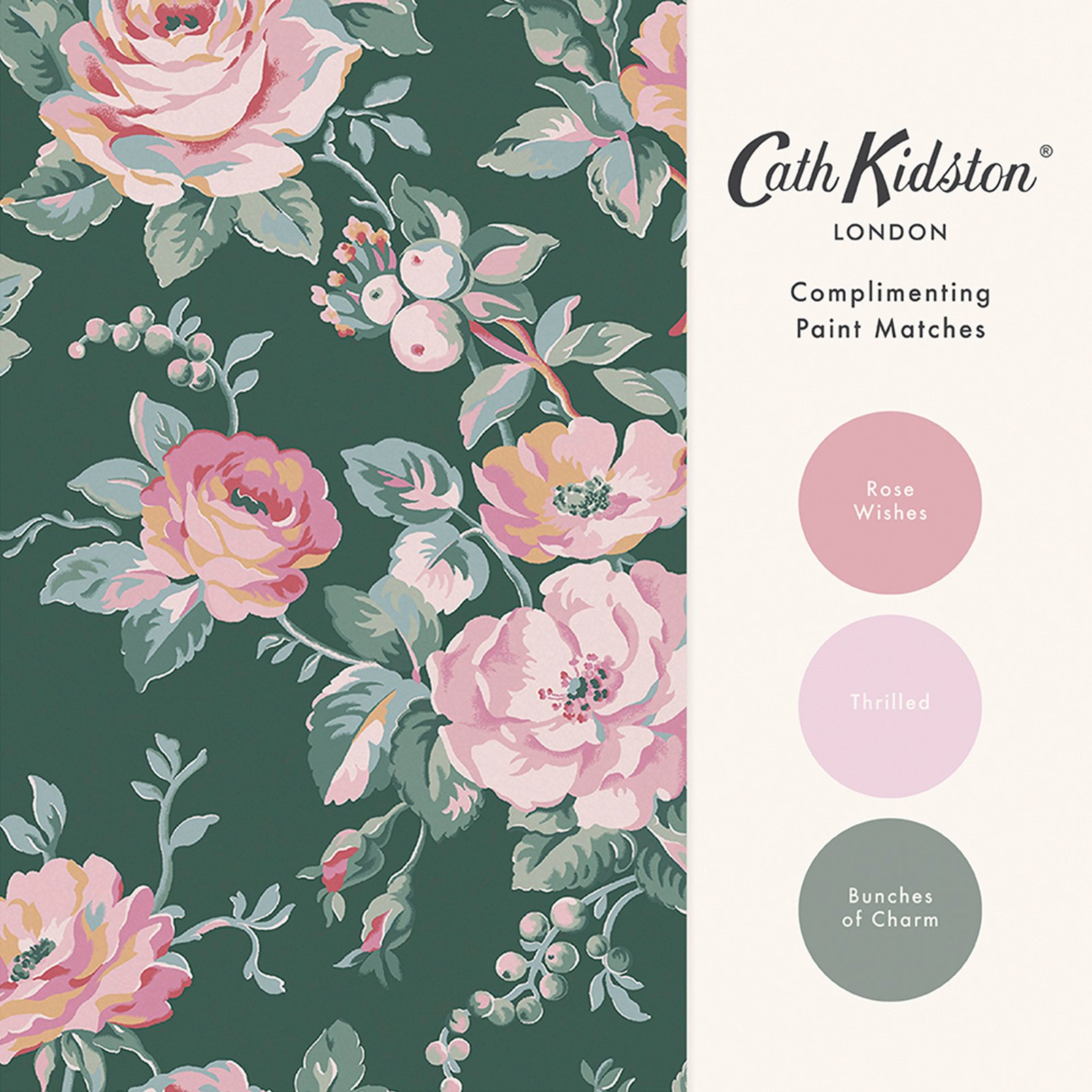 Cath Kidston Garden Rose Green Wallpaper