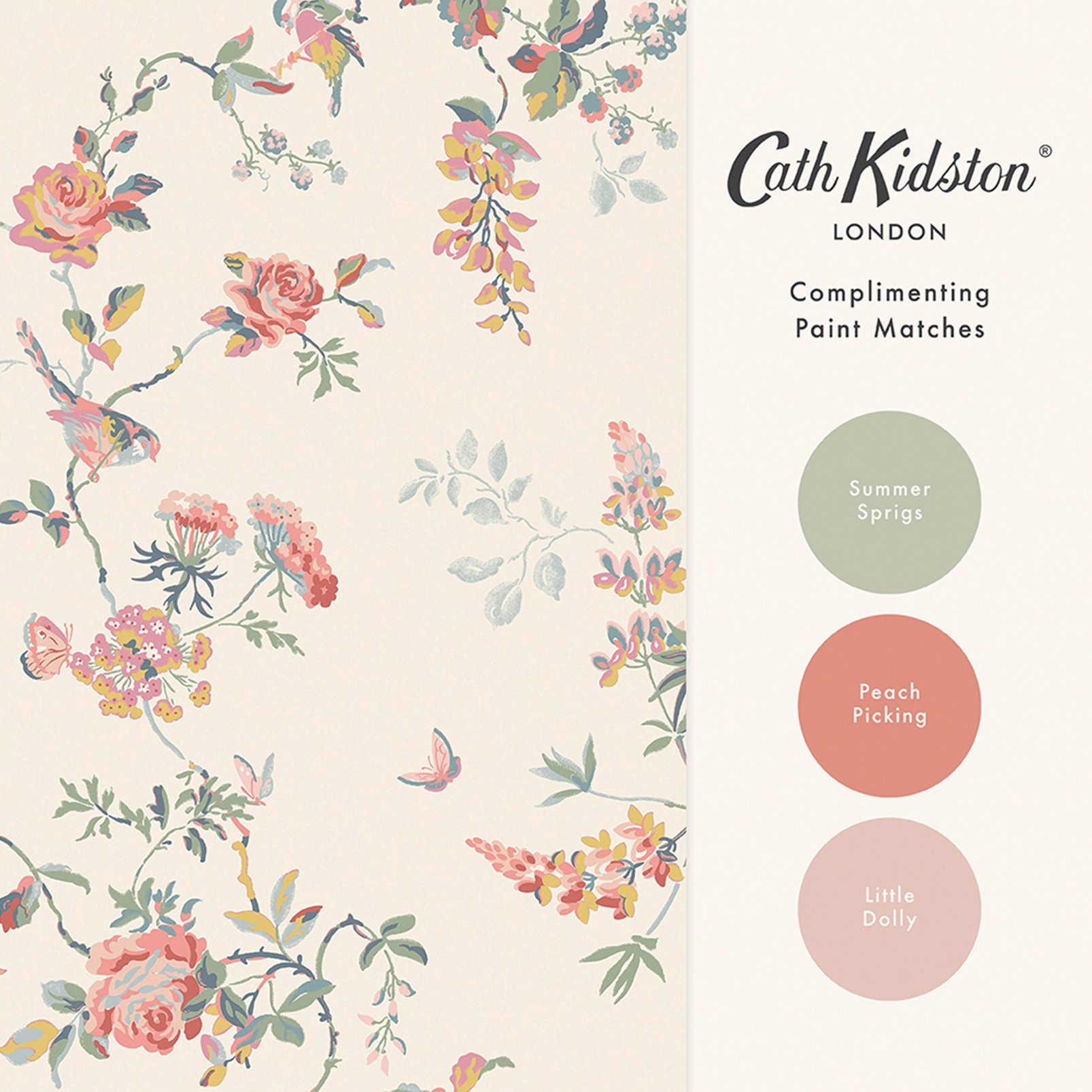 Cath Kidston Birds & Roses Spring Wallpaper