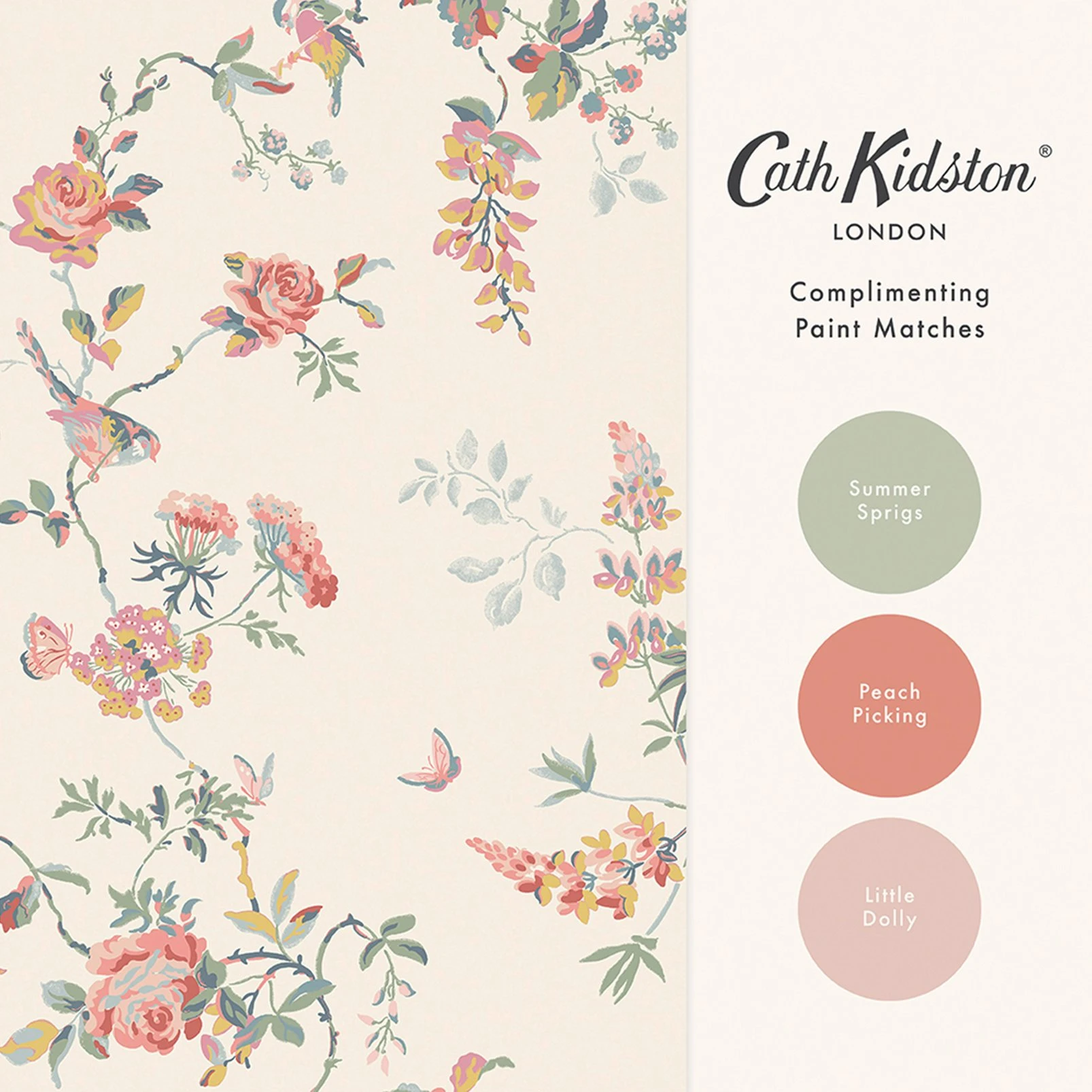 Cath Kidston Birds & Roses Spring Wallpaper