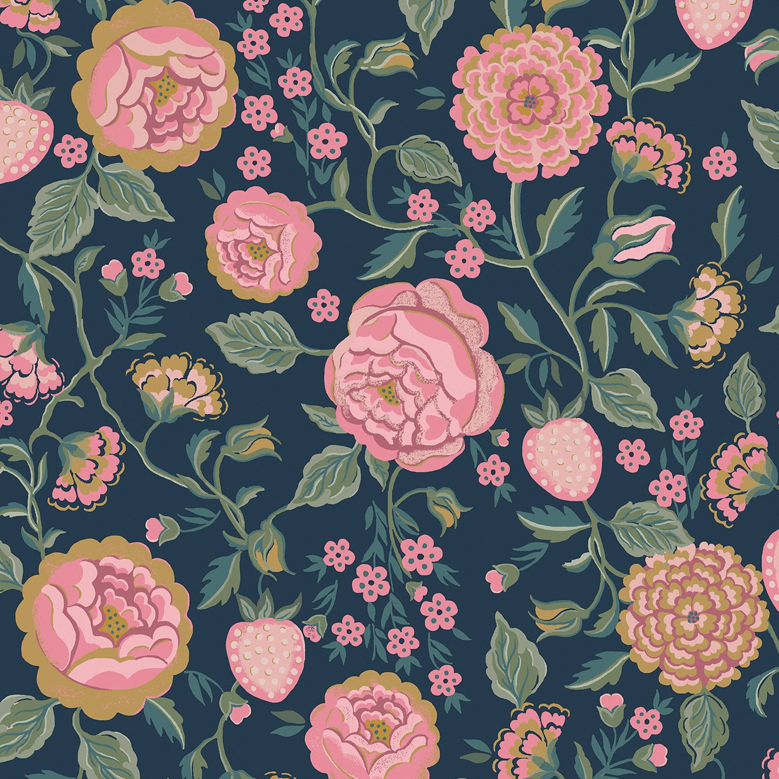 Cath Kidston Strawberry Garden Navy Wallpaper