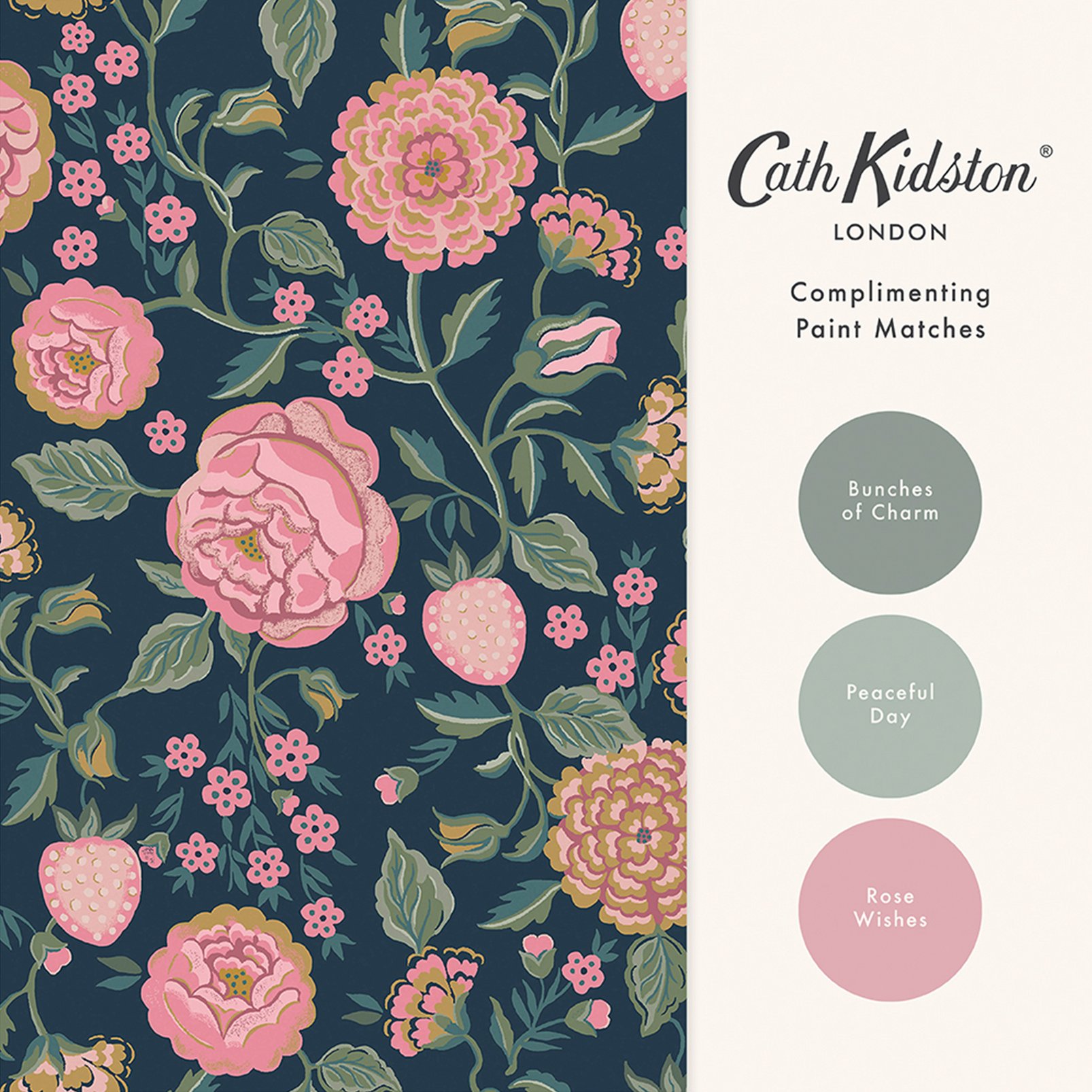 Cath Kidston Strawberry Garden Navy Wallpaper