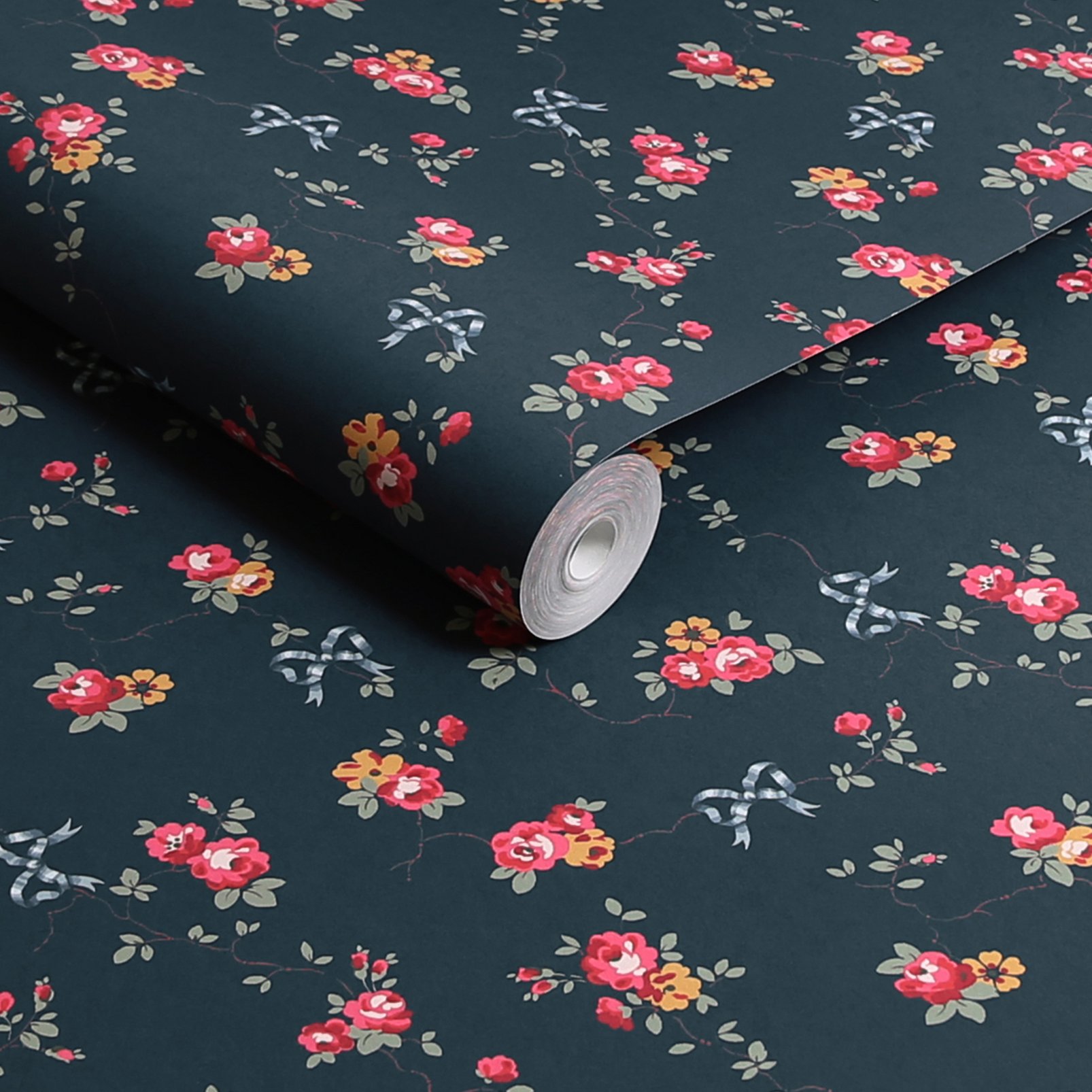 Cath Kidston Rose & Bows Navy Wallpaper
