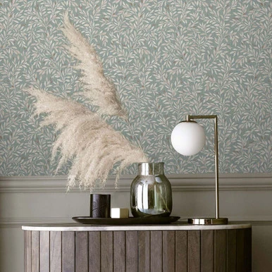 next ditsy leaf duck egg wallpaper
