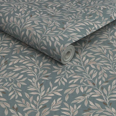 next ditsy leaf duck egg wallpaper