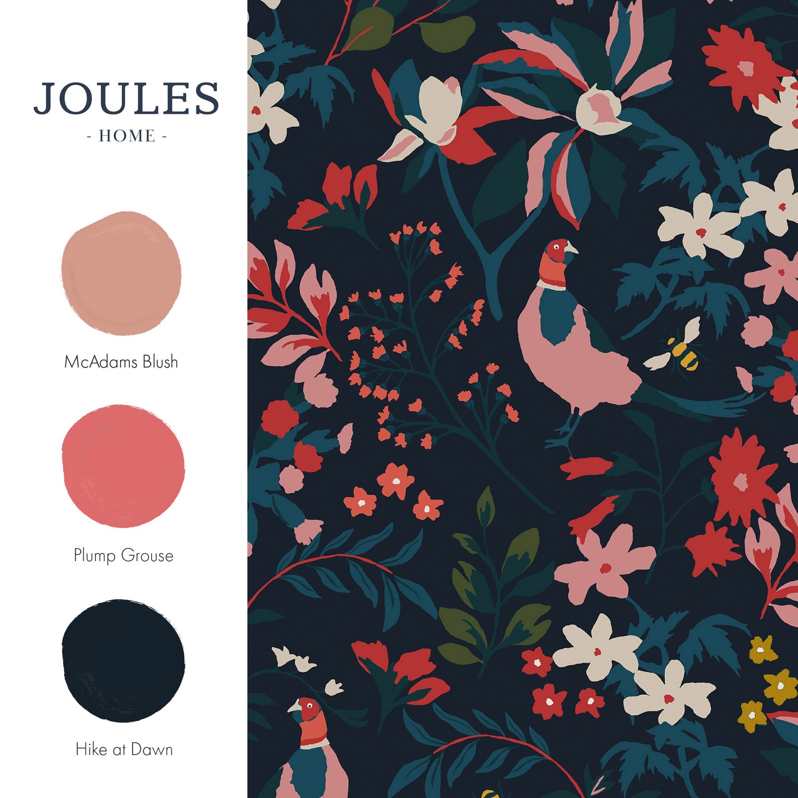 Joules Fields Edge Floral French Navy Wallpaper