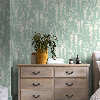 Next Wisteria Trails Duck Egg Wallpaper