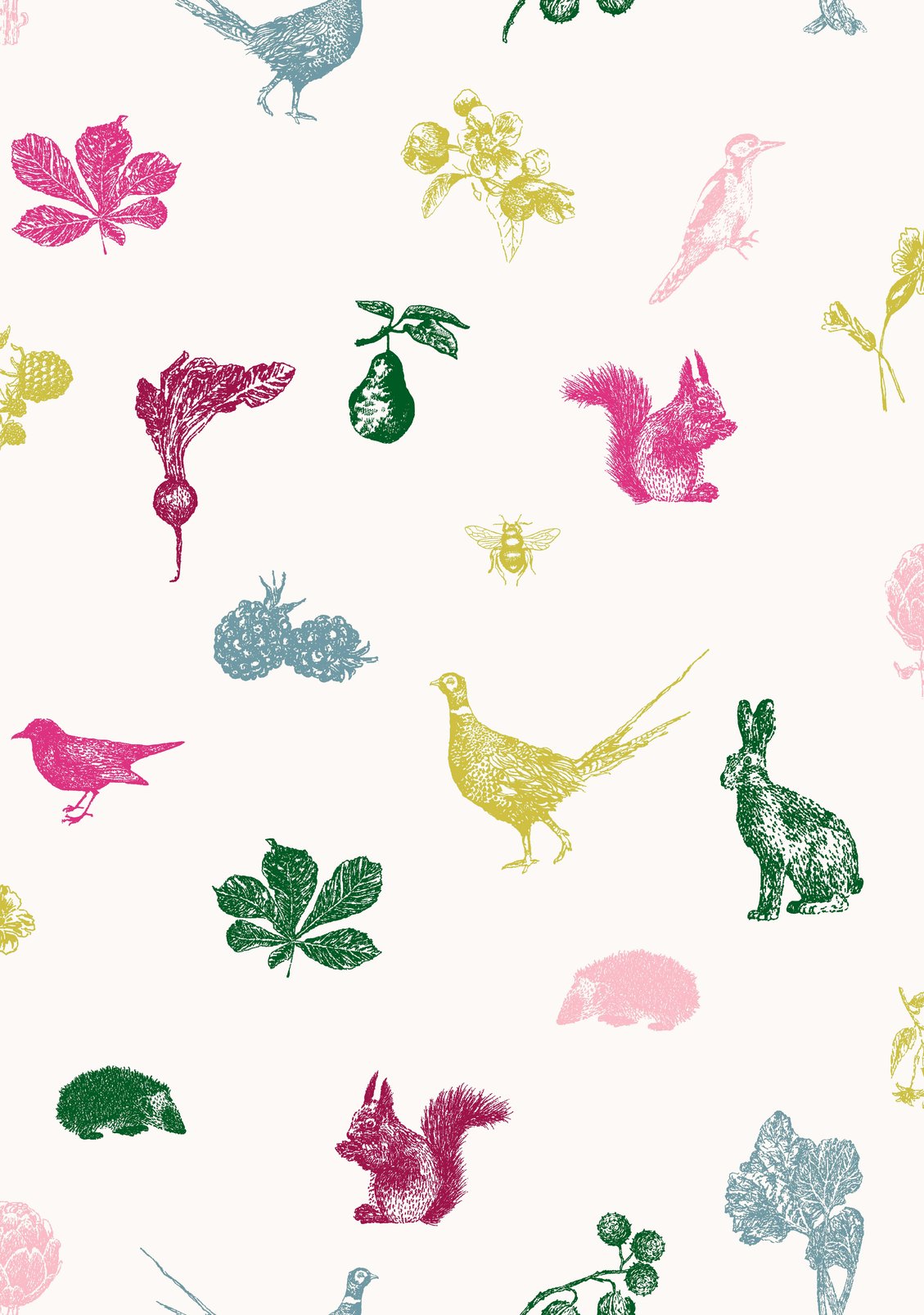 Joules Etched Woodland Creme Multi Wallpaper