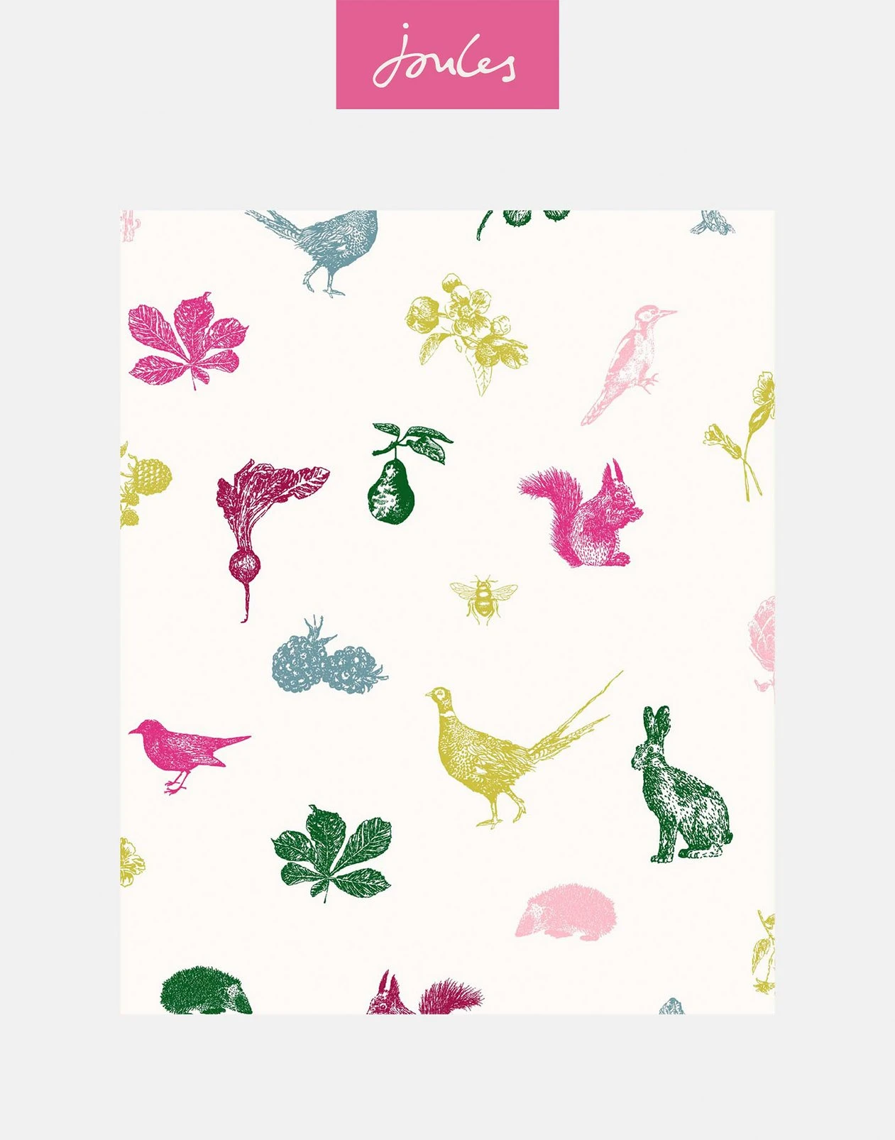 Joules Etched Woodland Creme Multi Wallpaper